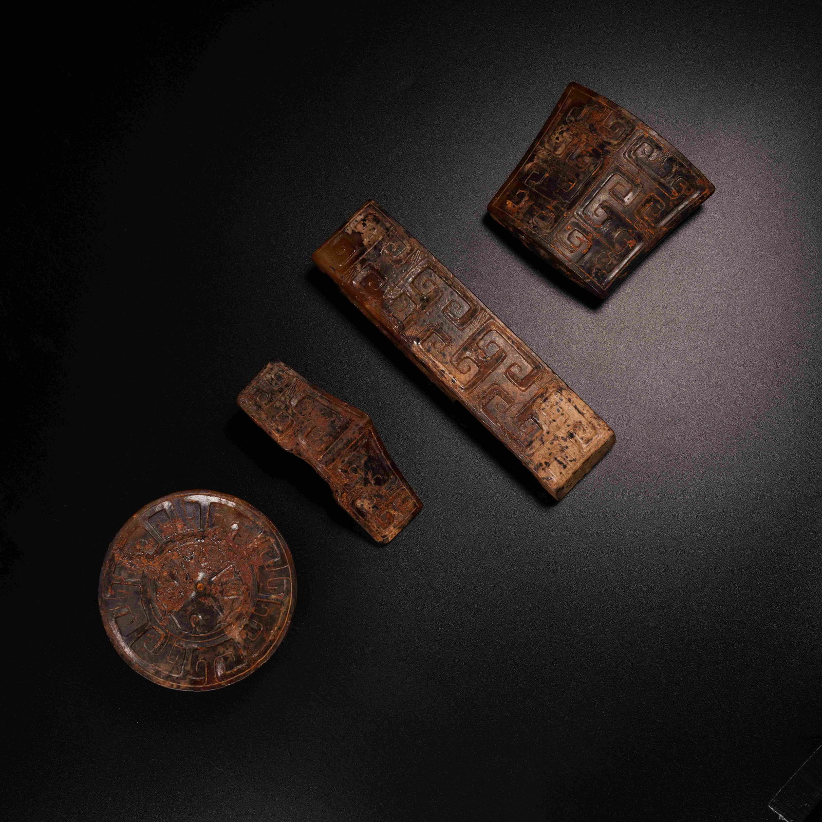 A SWORD ORNAMENTS IN ARCHAIC JADE (SET): Sword Ornaments in Archaic Jade (Set)