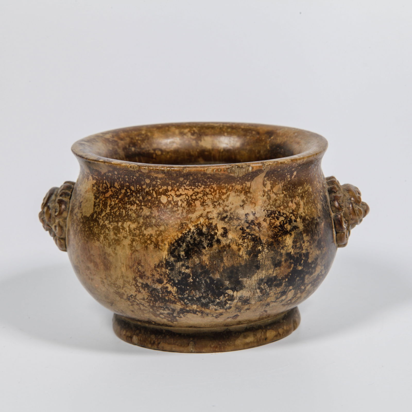 A HUANGHUALI WOOD CARVED DOUBLE-BEAST-HANDLED INCENSE BURNER (1 of 8)