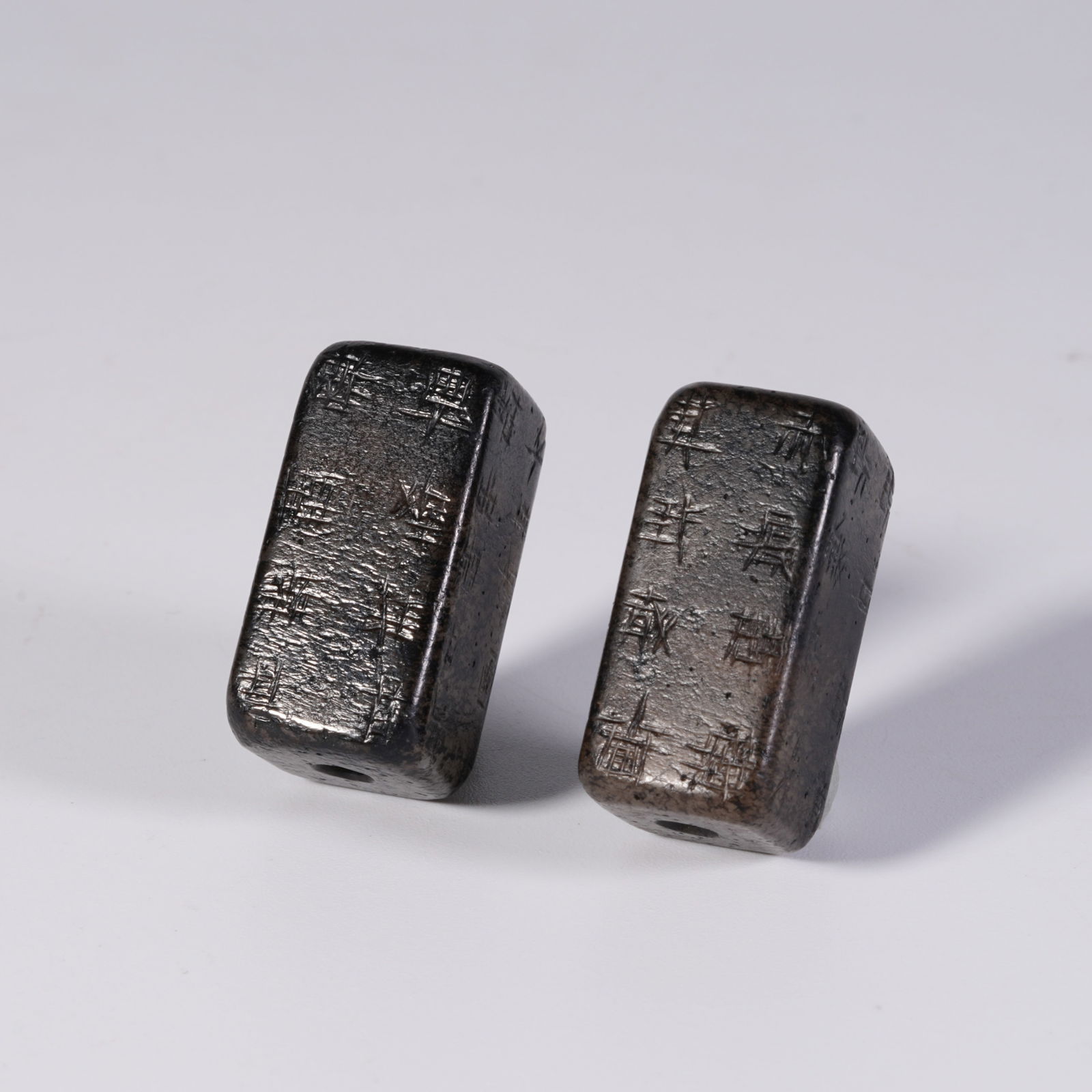 A HETIAN JADE CARVED POEM LIANZHI (PAIR): Hetian Jade Carved Poem Lianzhi (Pair)