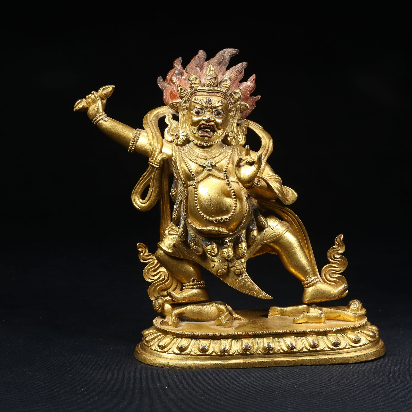 A GILT BRONZE VAJRAPANI BODHISATTVA STATUE: Gilt Bronze Vajrapani Bodhisattva Statue