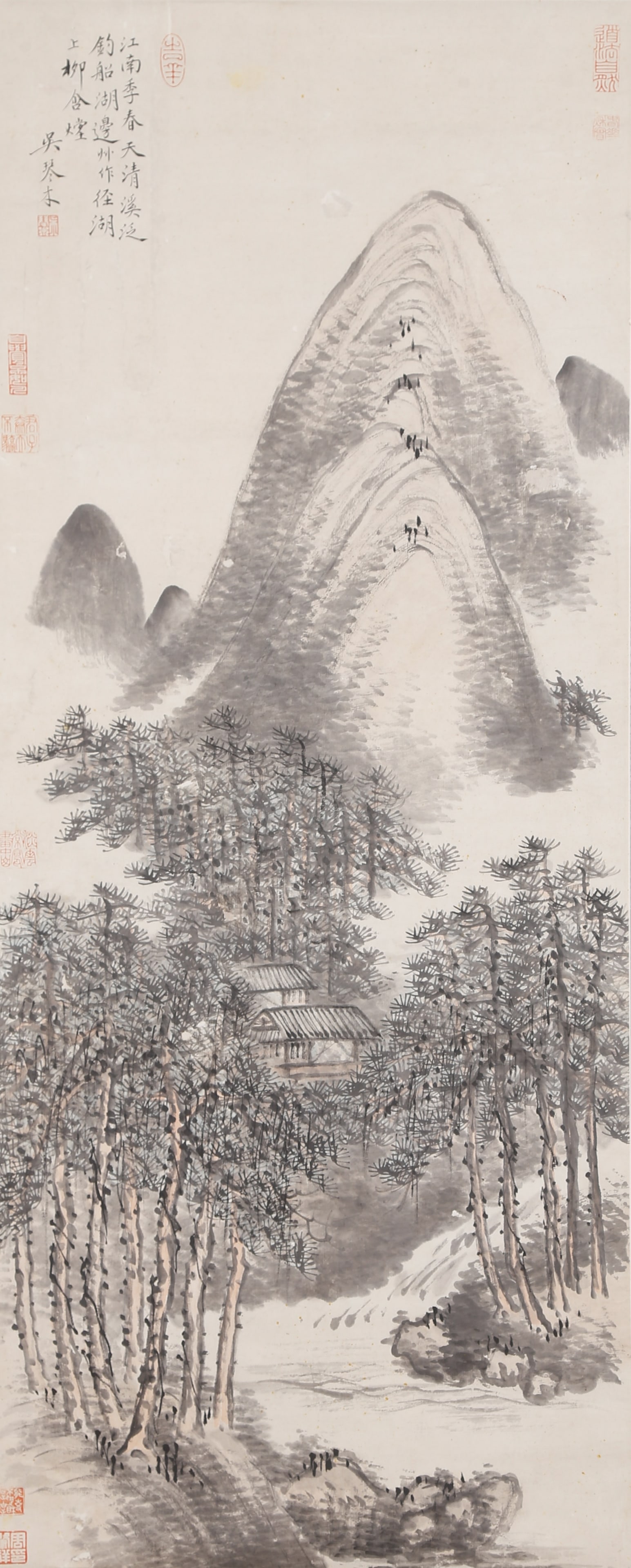A LANDSCAPE PAINTING ON PAPER BY WU QINMU.吳琴木: Landscape Painting on Paper by Wu Qinmu.吳琴木