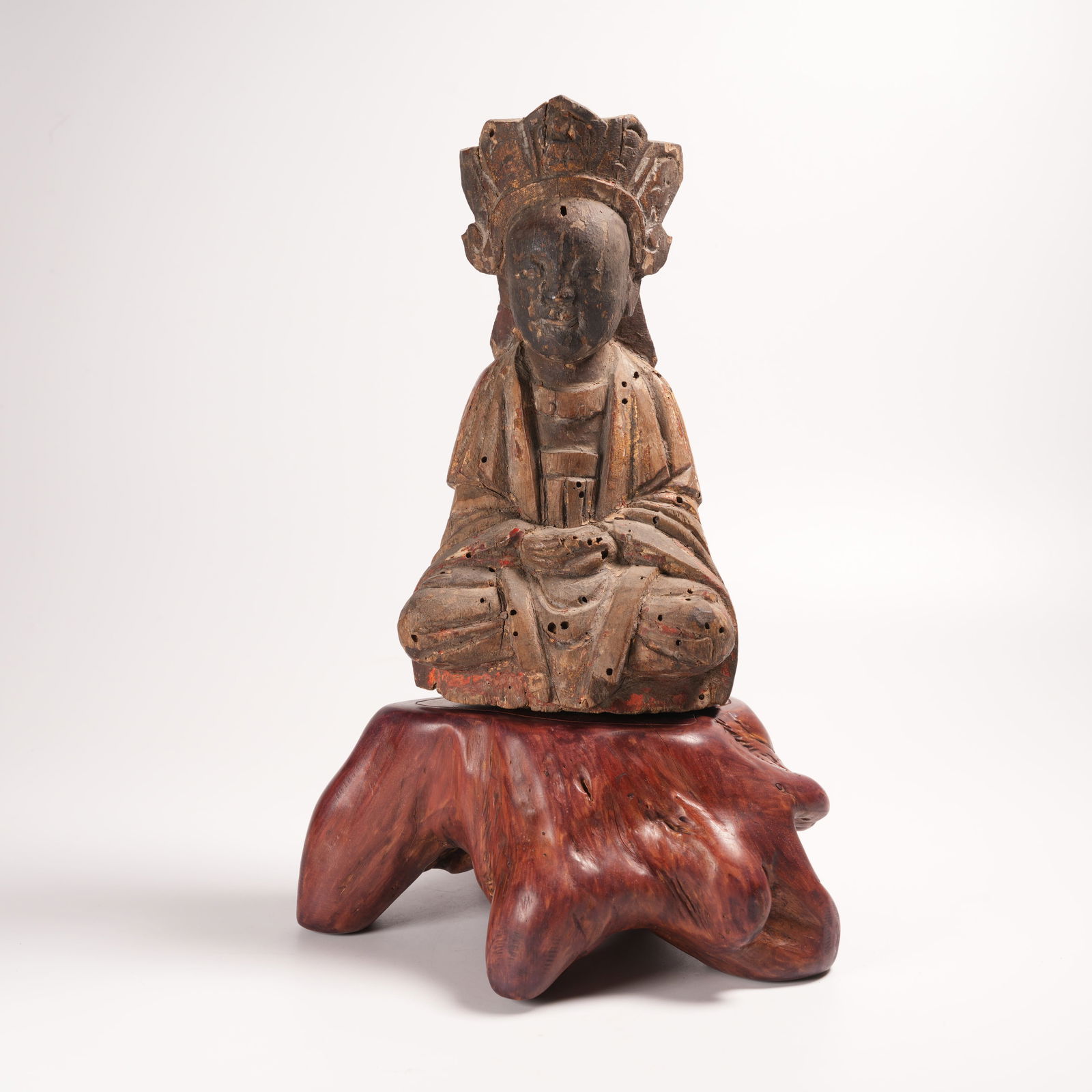 A LACQUERED AND PAINTED BUDDHA STATUE (1 of 10)