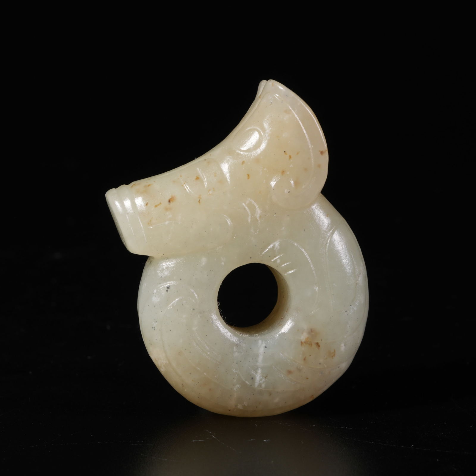 A HETIAN JADE PIG-DRAGON: Hetian Jade Pig-Dragon