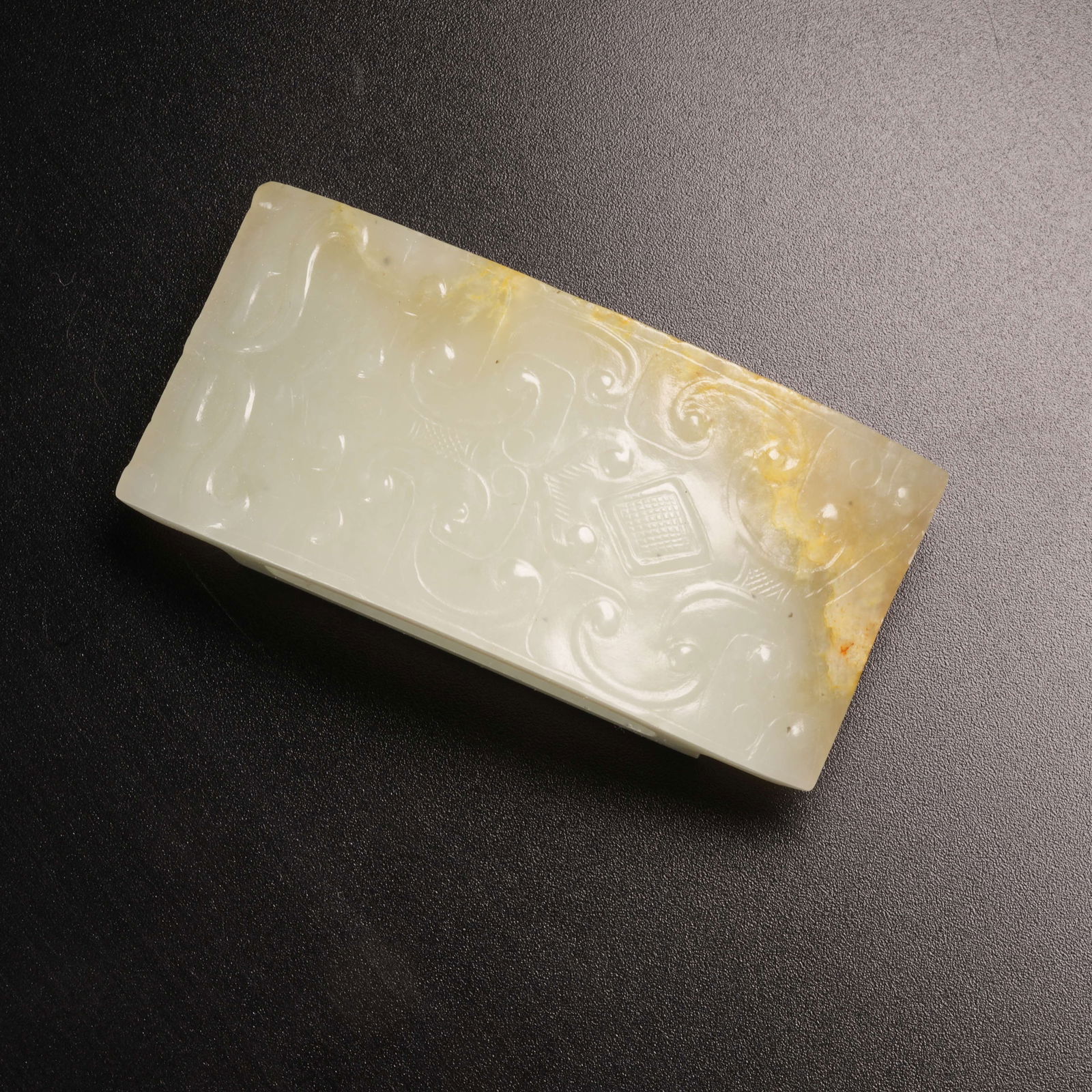 A ANCIENT JADE BEAST-FACED SWORD GUARD: Ancient Jade Beast-Faced Sword Guard