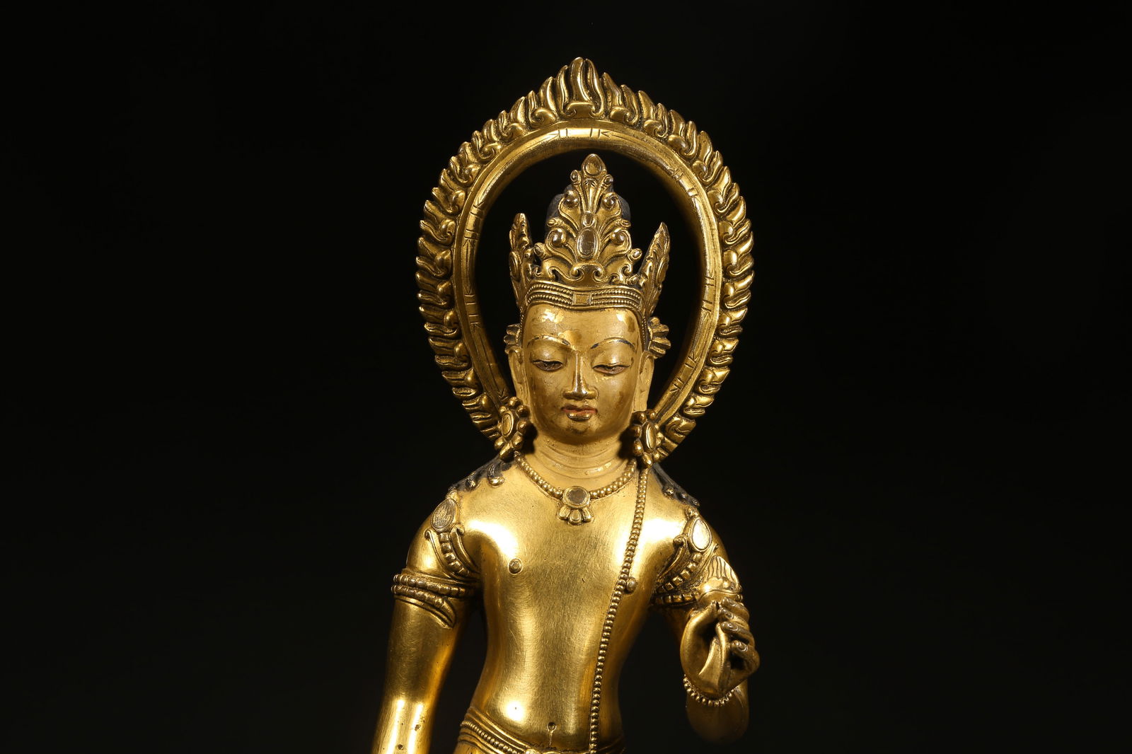 A GILDED BRONZE STANDING BODHISATTVA - 2