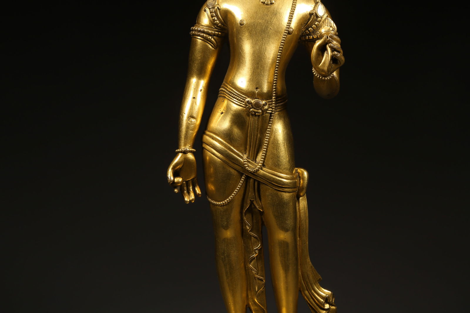 A GILDED BRONZE STANDING BODHISATTVA - 3