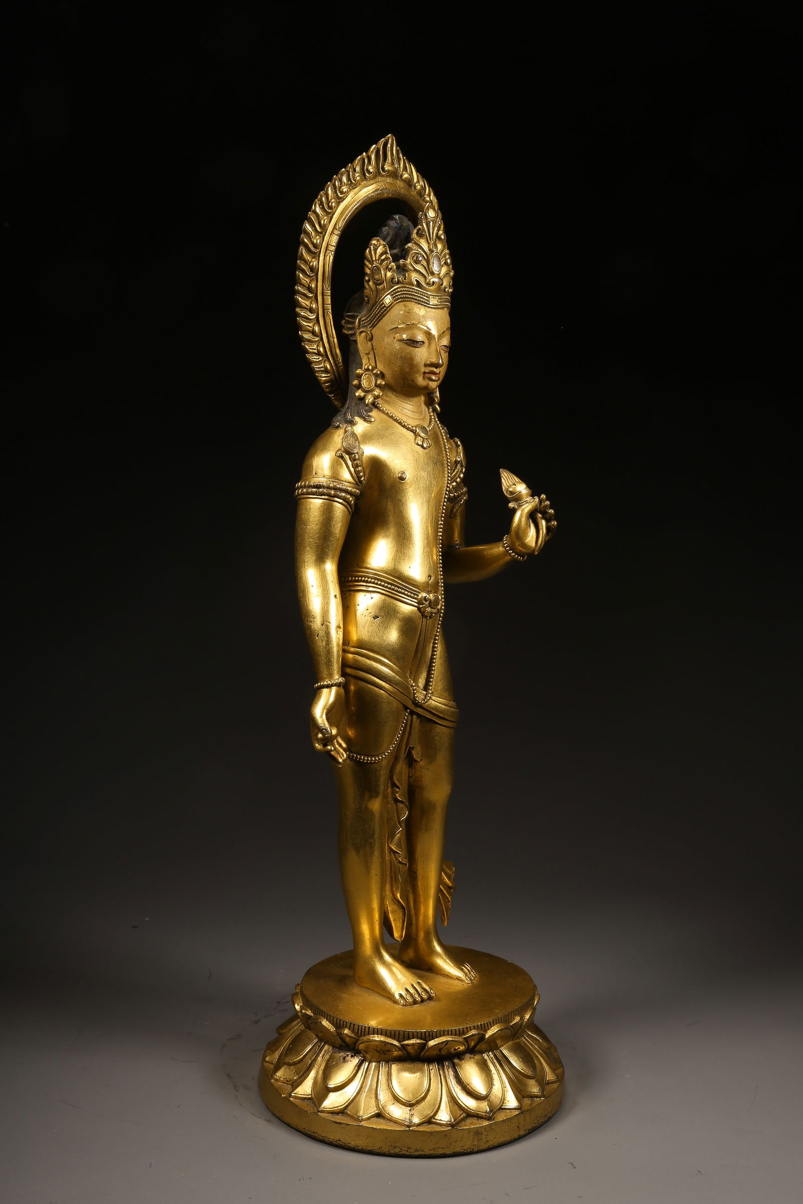 A GILDED BRONZE STANDING BODHISATTVA - 5