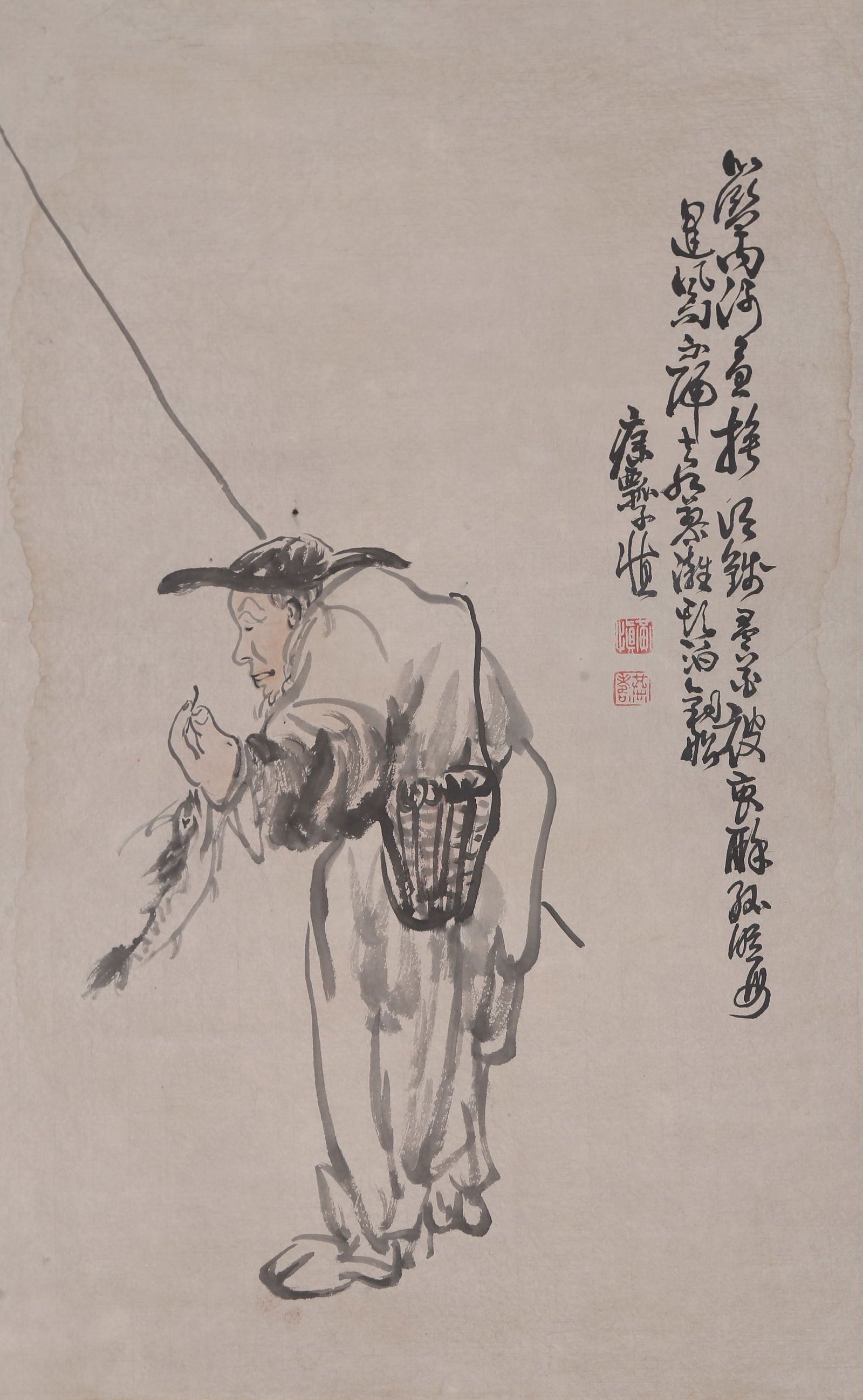 A FIGURE PAINTING ON PAPER BY HUANG SHEN.黃慎: Figure Painting on Paper by Huang Shen.黃慎