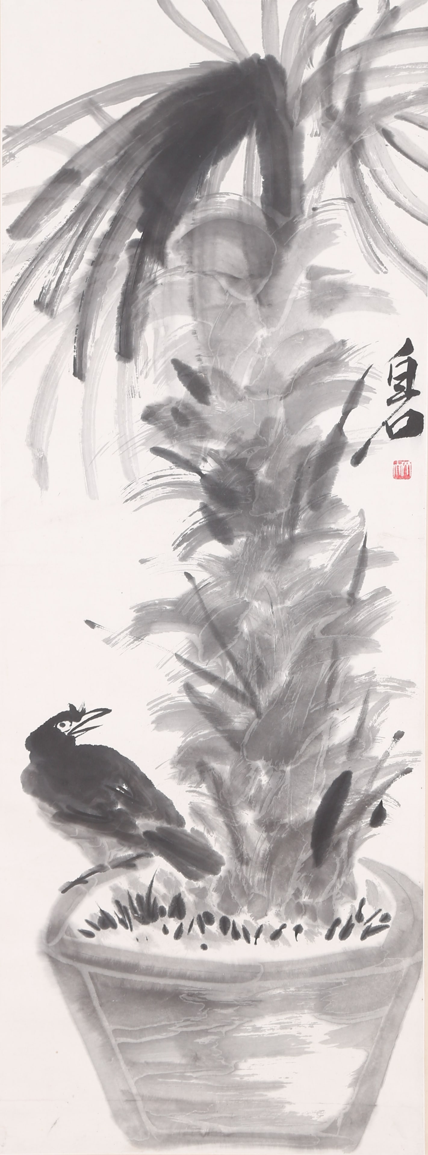 A FLOWER-AND-BIRD PAINTING ON PAPER BY QI BAISHI.齊白石: Flower-and-Bird Painting on Paper by Qi Baishi.齊白石