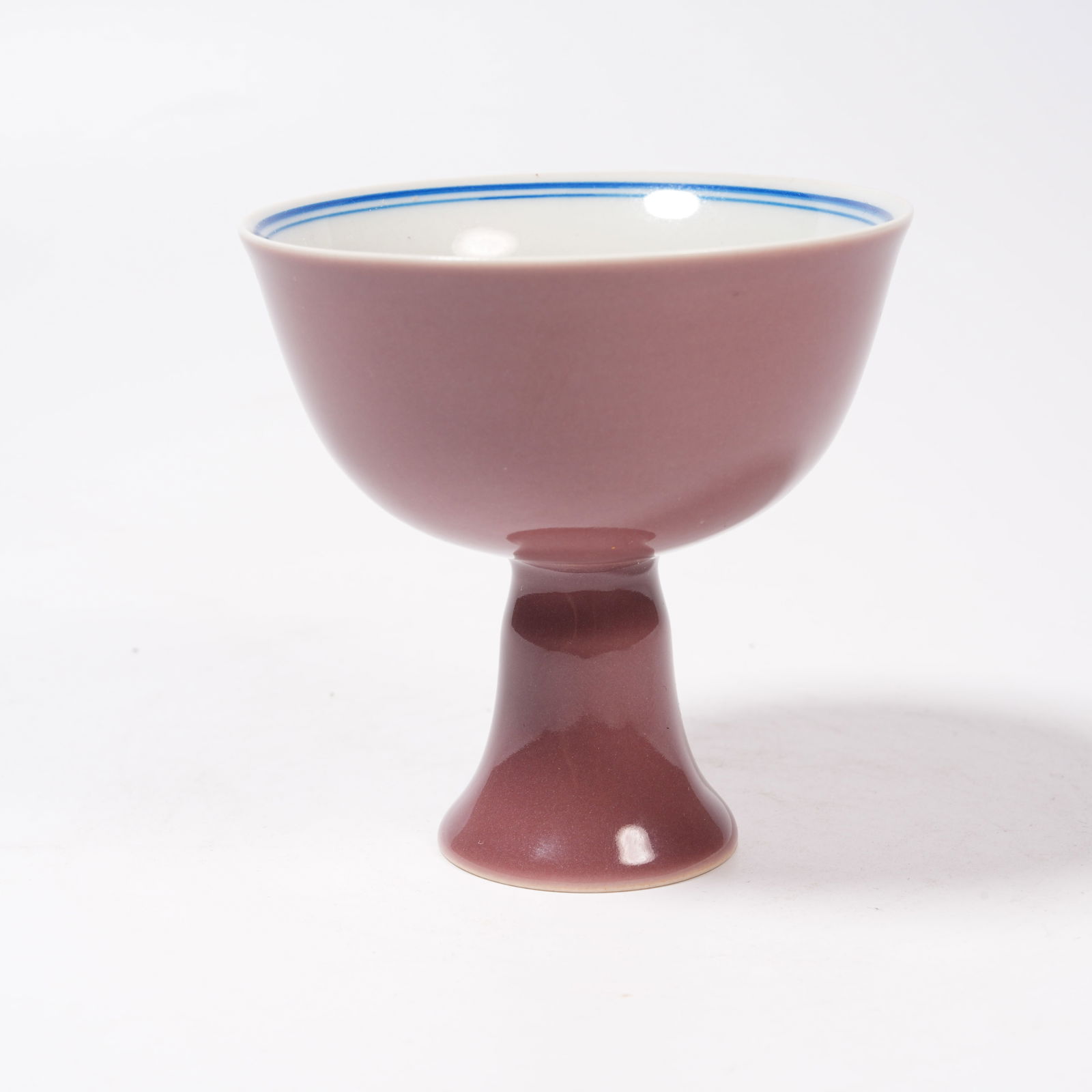 A PEACHBLOOM-GLAZED STEM CUP: Peachbloom-Glazed Stem Cup