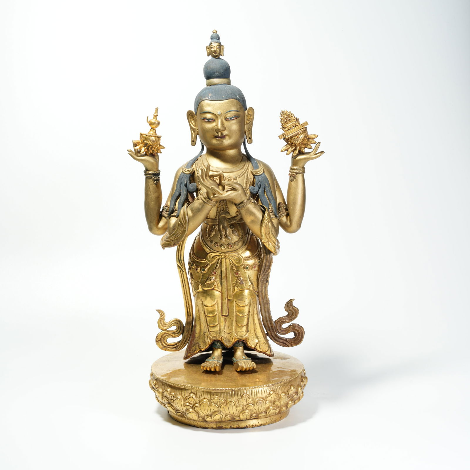 A GILDED BRONZE BUDDHA STATUE (1 of 9)