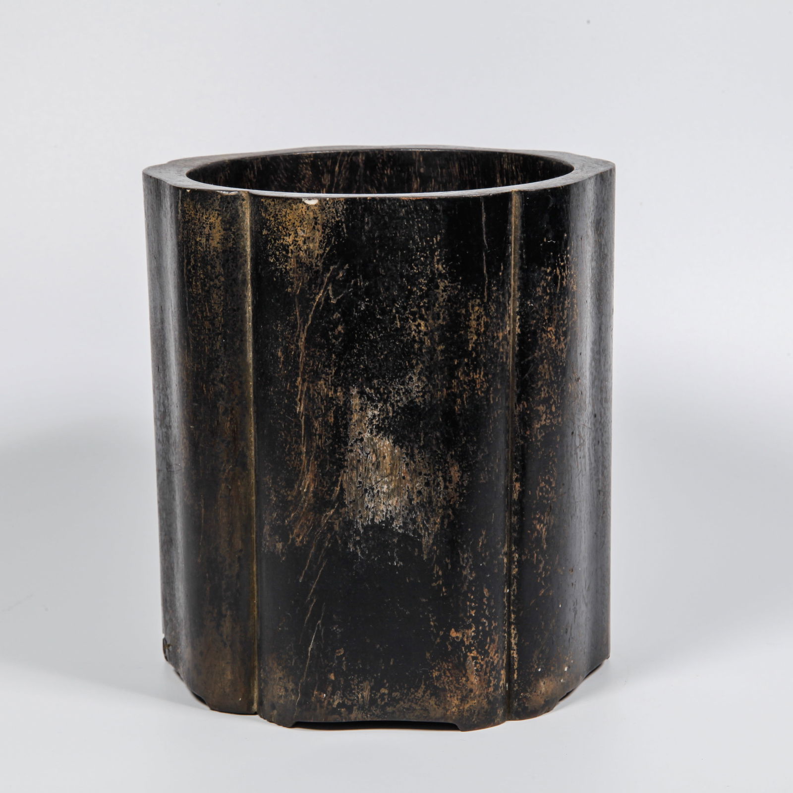 A ZITAN WOOD CARVED BRUSH HOLDER: Zitan Wood Carved Brush Holder