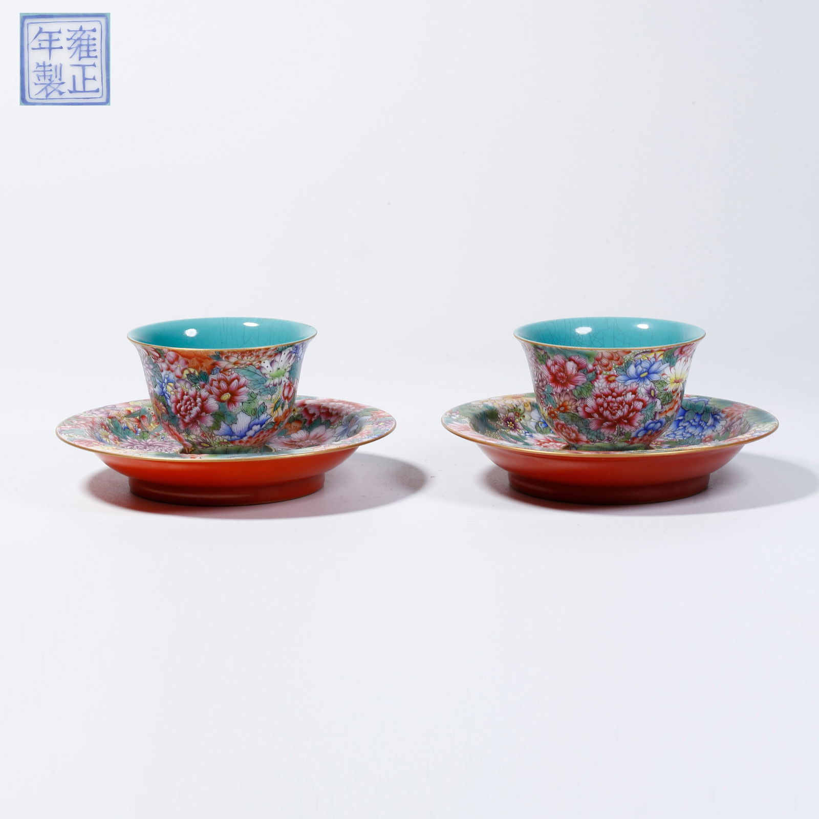 A PAIR OF HUNDRED FLOWERS TEA CUPS (1 of 9)