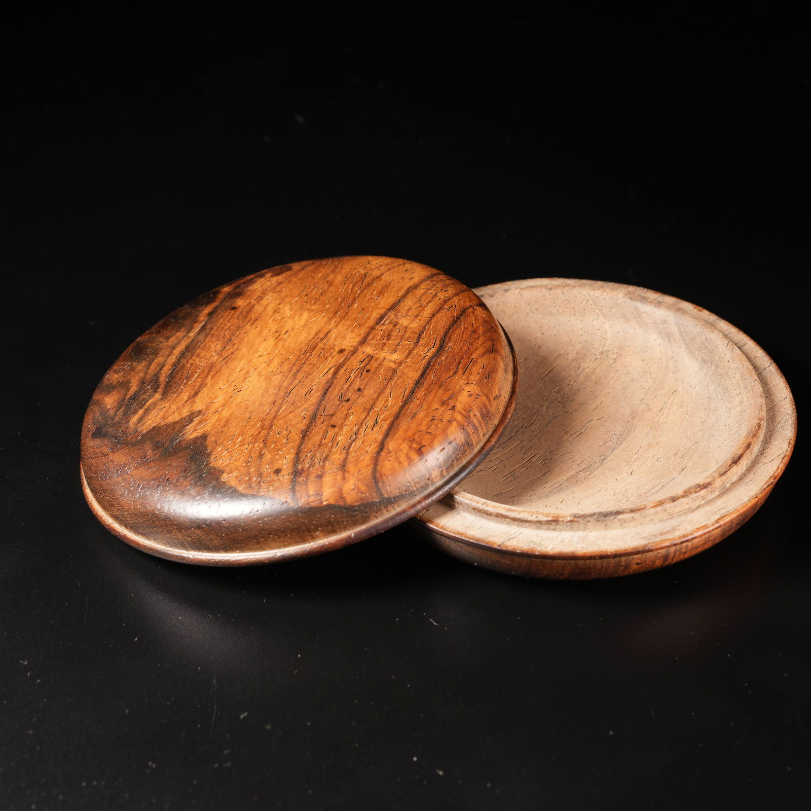 A HUANGHUALI WOOD INK PASTE BOX: Huanghuali Wood Ink Paste Box
