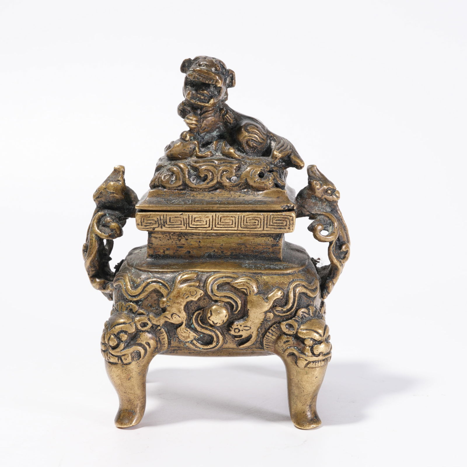 A BRONZE CENSER WITH LION FINIAL (1 of 10)