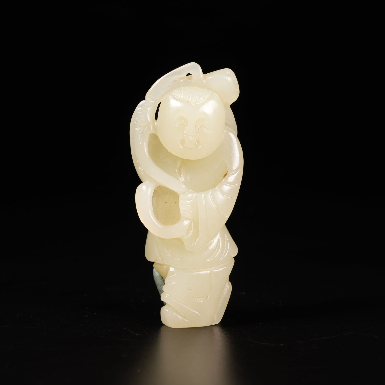 A HETIAN JADE BOY ORNAMENT: Hetian Jade Boy Ornament