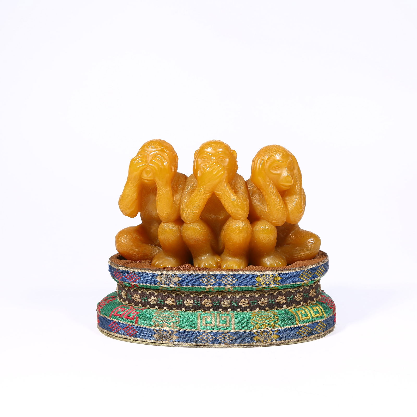 A SHOUSHAN TIANHUANG STONE FIGURINE OF A SILENT MONKEY: Shoushan Tianhuang stone figurine of a silent monkey