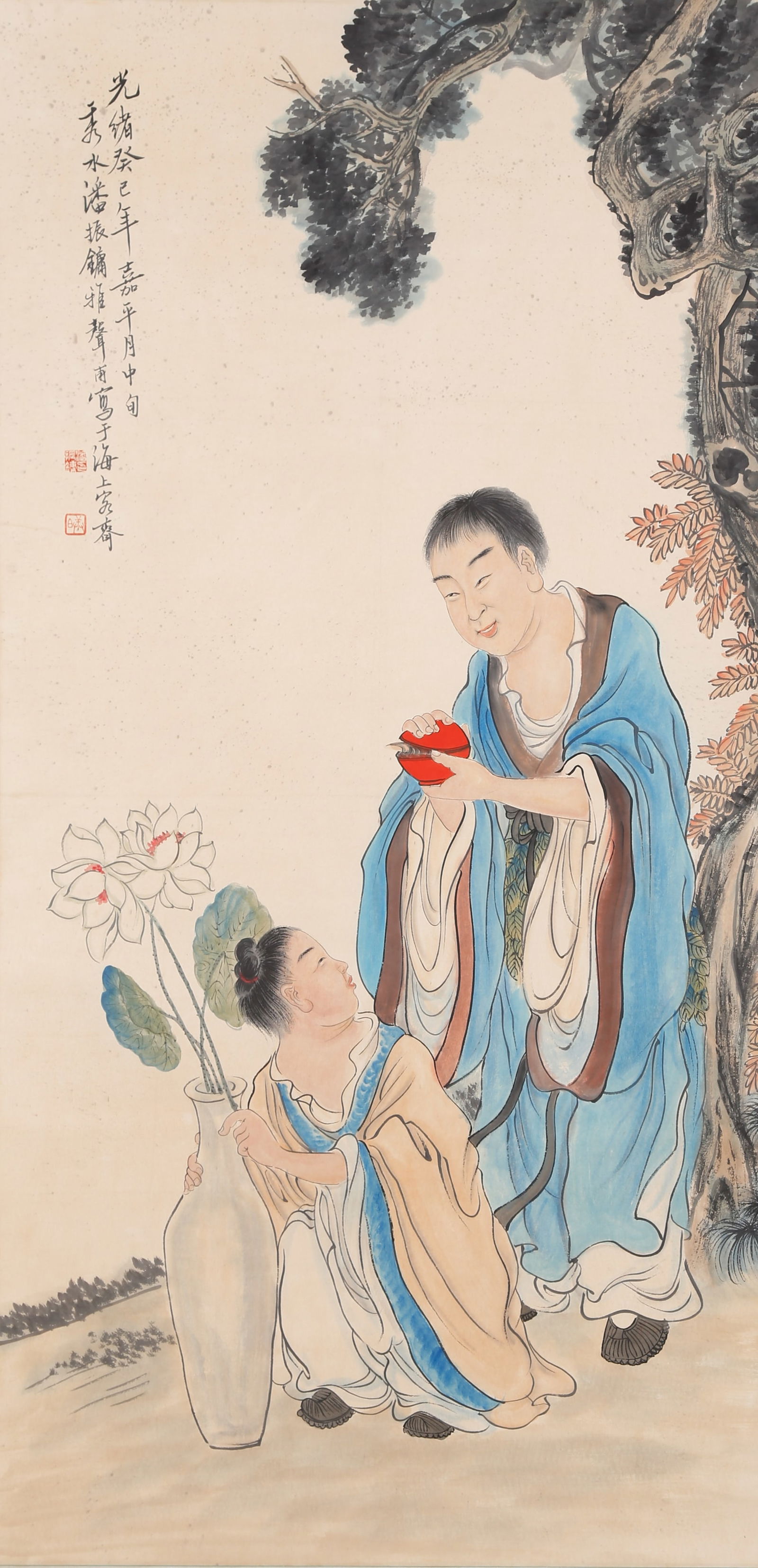 A FIGURE PAINTING ON PAPER BY PAN ZHENYONG.潘振鏞: Figure Painting on Paper by Pan Zhenyong.潘振鏞