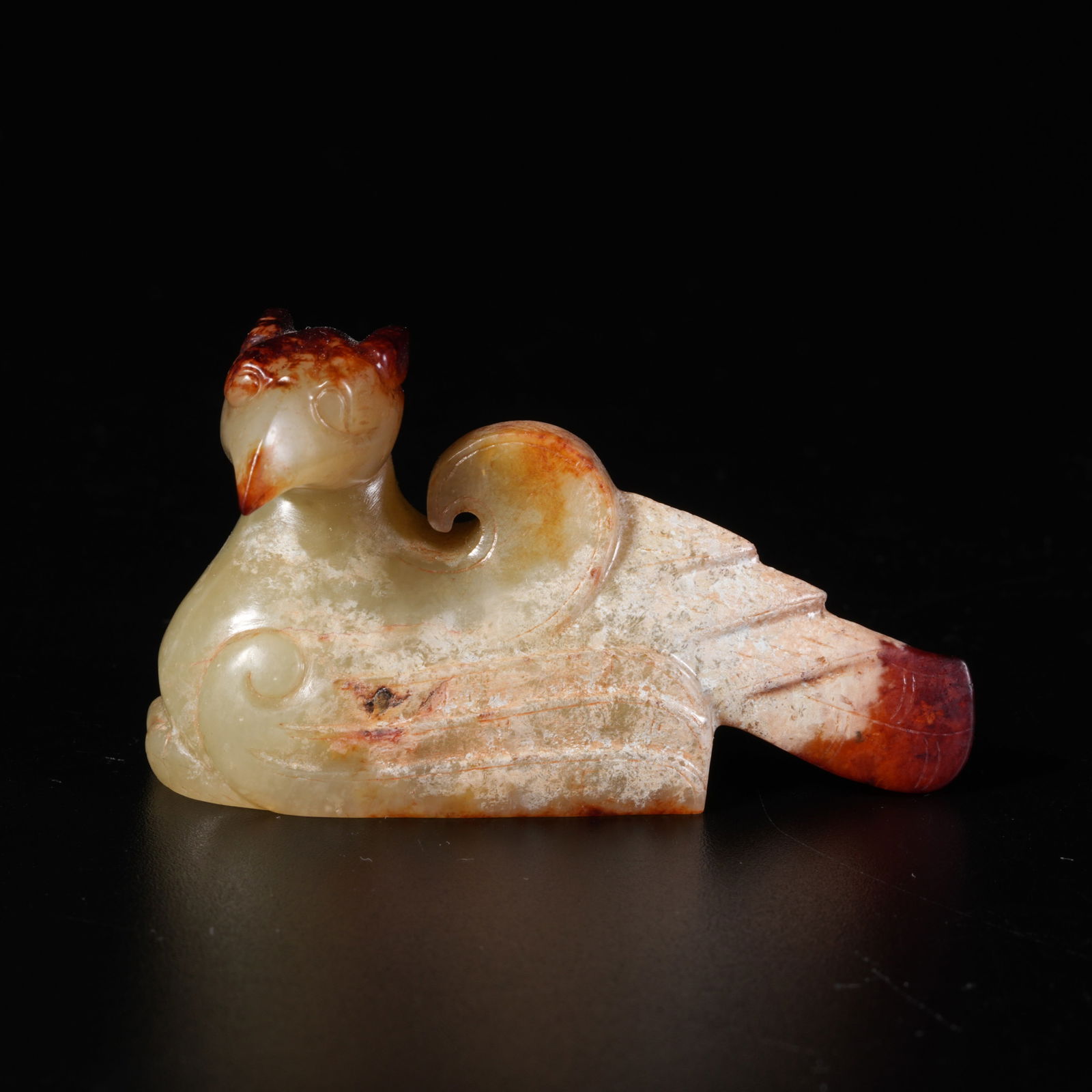 A HETIAN JADE PHOENIX ORNAMENT: Hetian Jade Phoenix Ornament