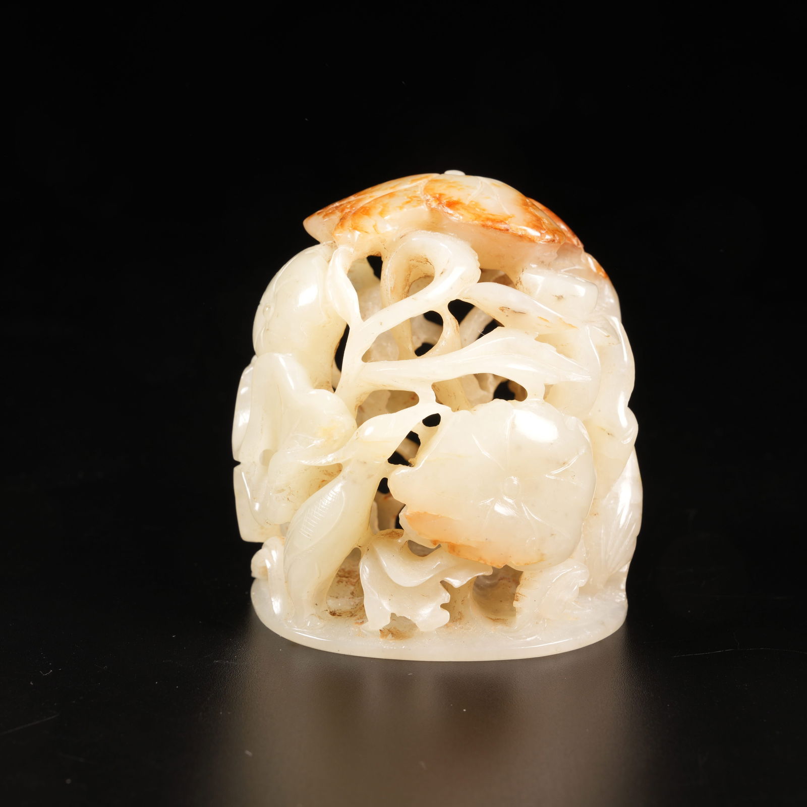 A HETIAN JADE FLOWER-AND-BIRD PATTERN DING INCENSE BURNER: Hetian Jade Flower-and-Bird Pattern Ding Incense Burner