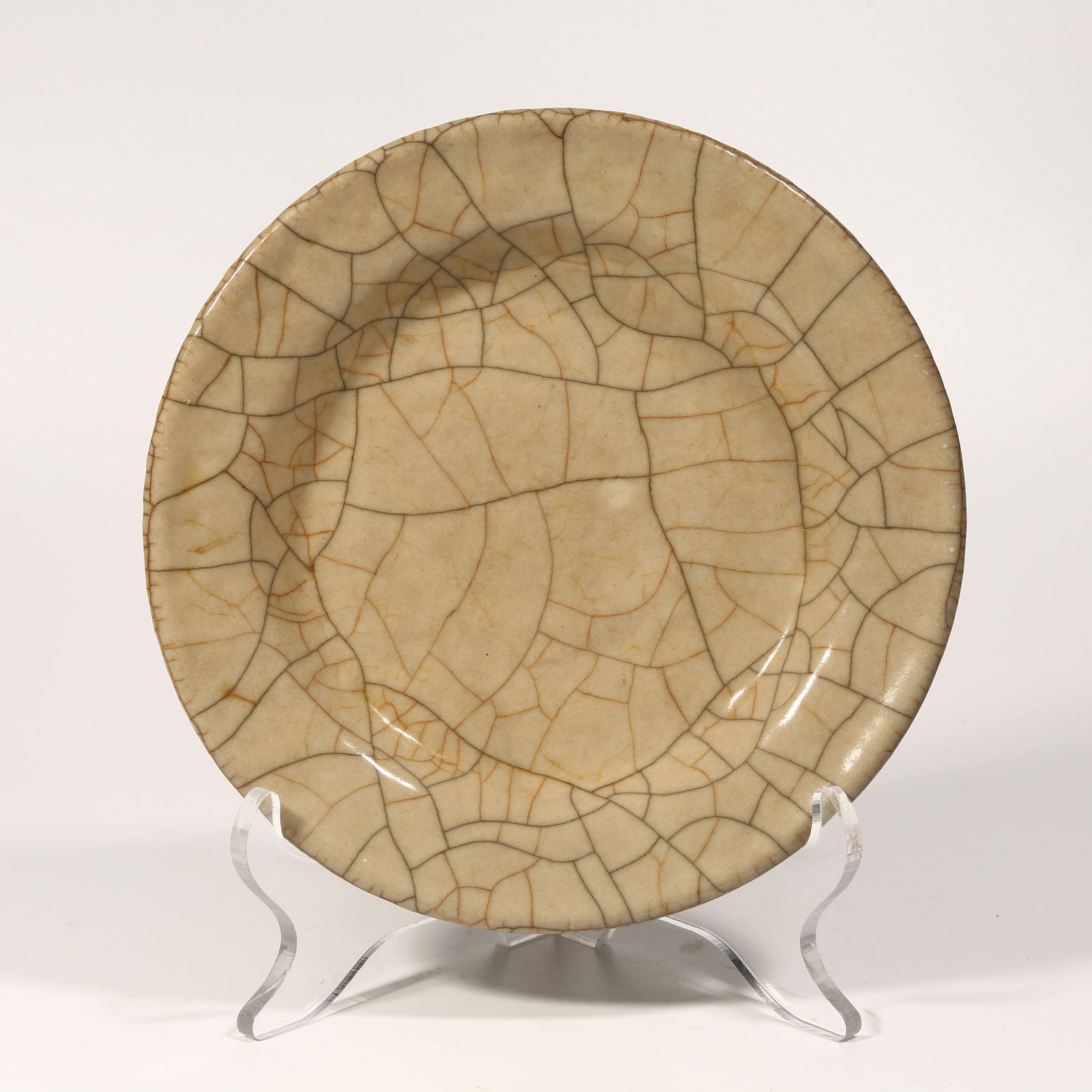 A GE KILN FOLDED-RIM WATER BASIN: Ge Kiln Folded-Rim Water Basin