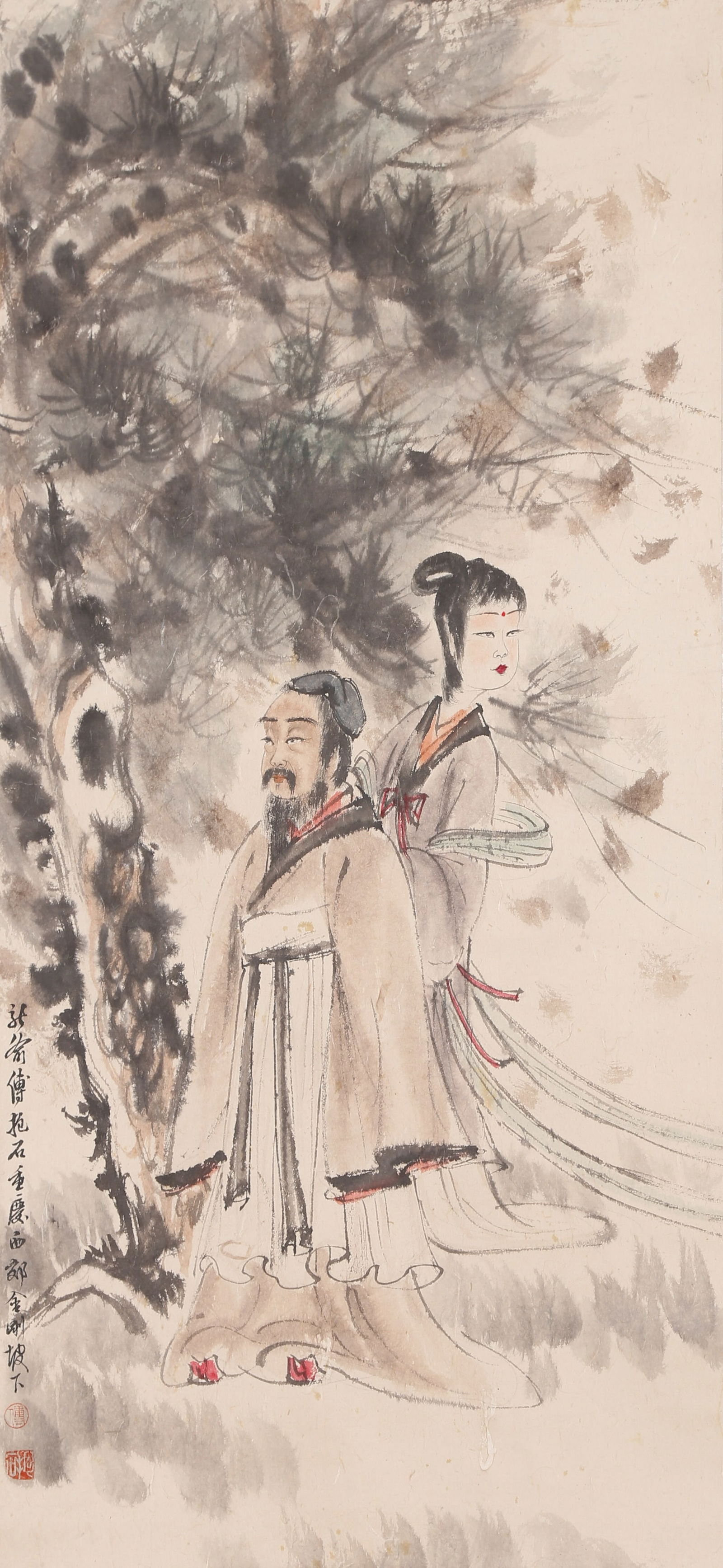 A SCHOLAR ON PAPER BY FU BAOSHI.傅抱石: Scholar on Paper by Fu Baoshi.傅抱石