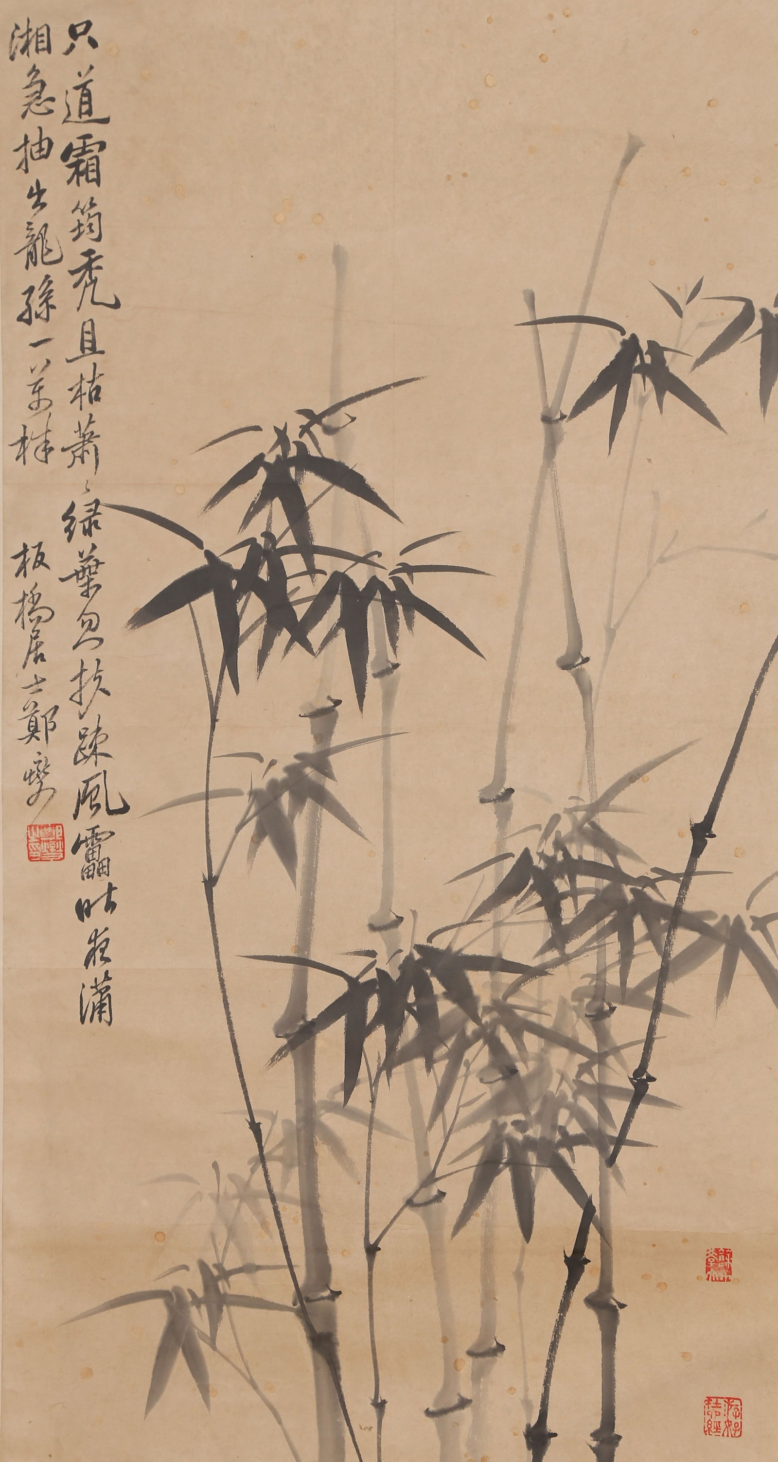 A BAMBOO PAINTING ON PAPER BY ZHENG BANQIAO.鄭板橋: Bamboo Painting on Paper by Zheng Banqiao.鄭板橋