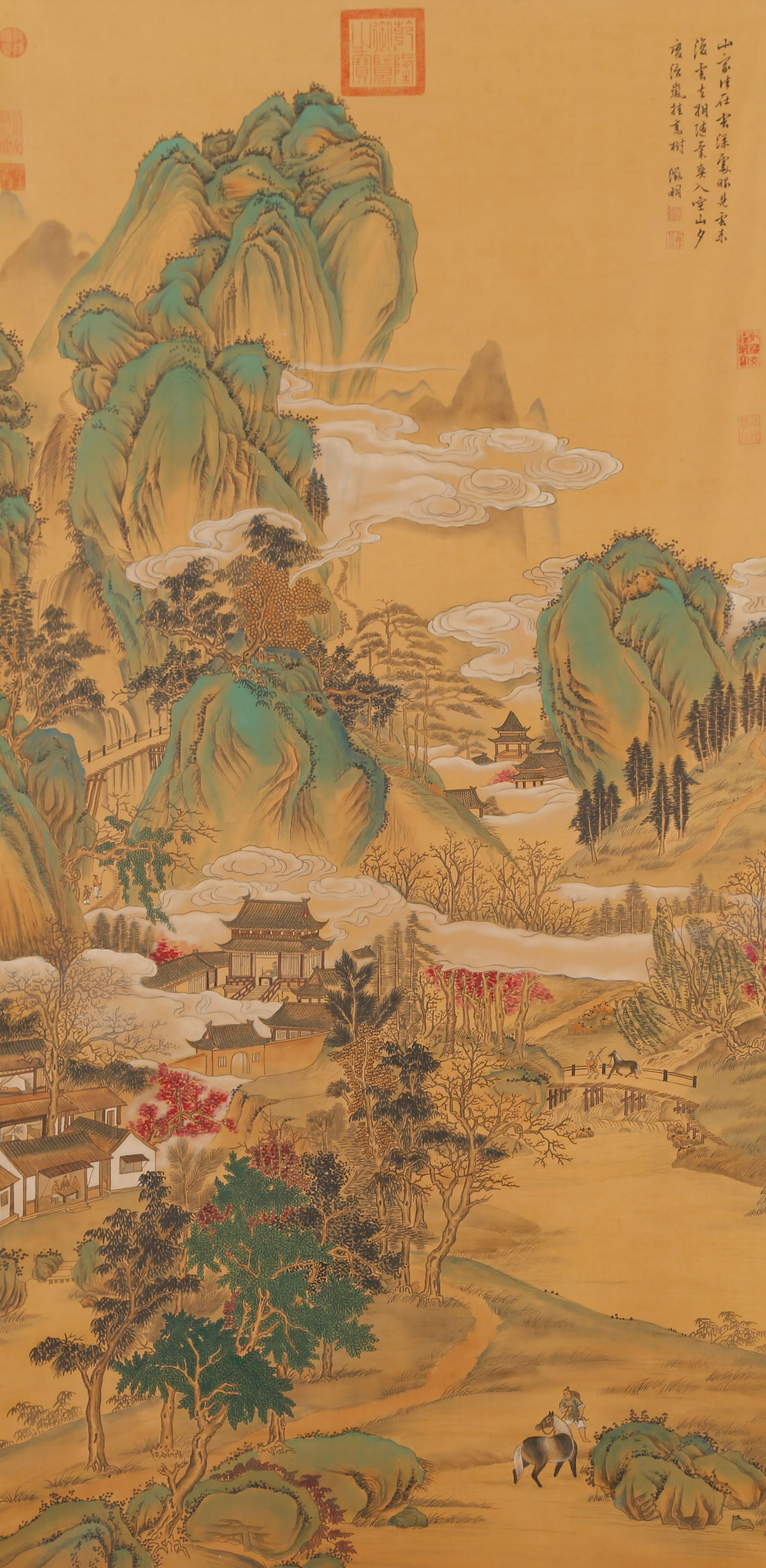 A LANDSCAPE PAINTING ON SILK BY WEN ZHENGMING.文征明 (1 of 12)