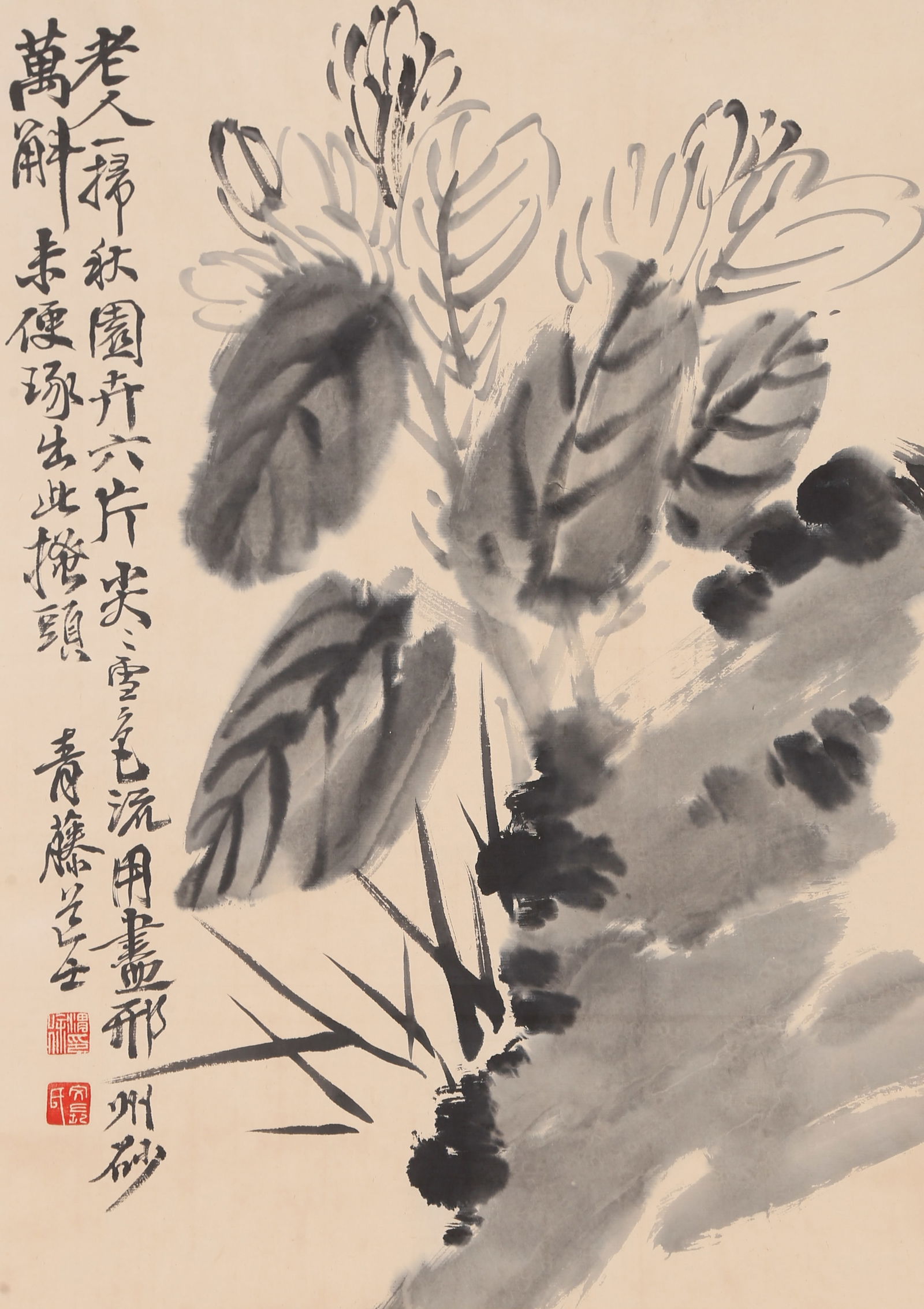A FLOWER PAINTING ON PAPER BY XU WEI.徐渭 (1 of 9)