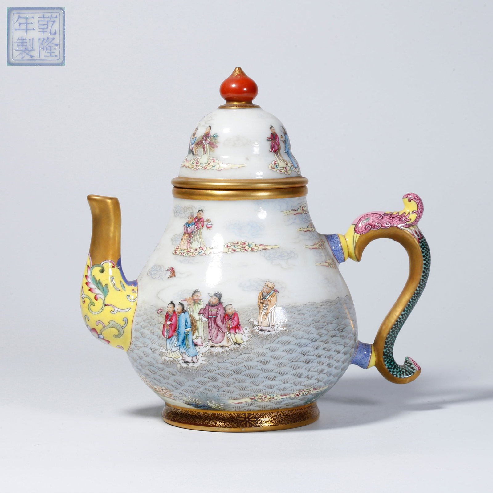 A FAMILLE-ROSE EWER WITH FIGURE STORY DESIGN: Famille-rose ewer with figure story design