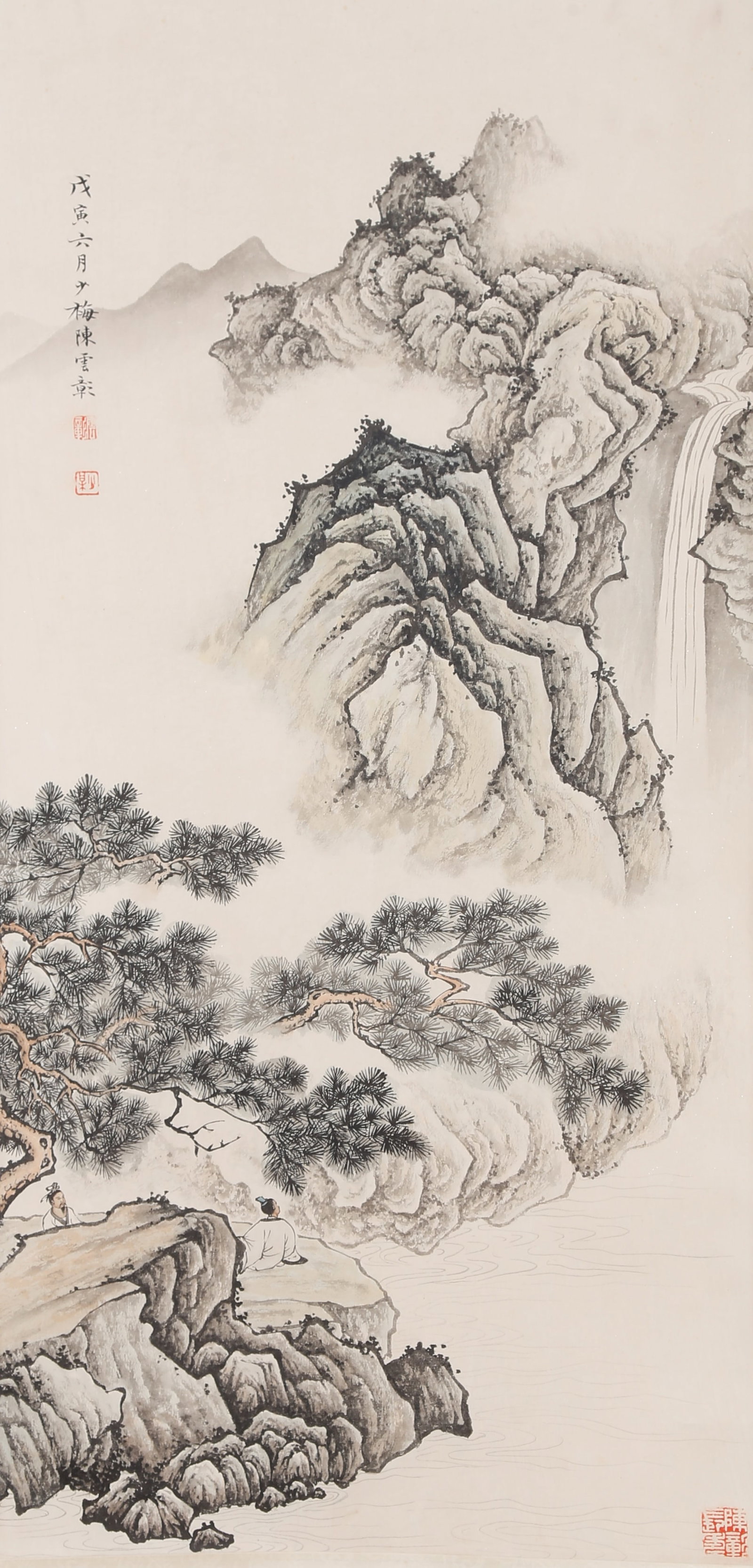 A LANDSCAPE PAINTING ON PAPER BY CHEN SHAOMEI.陳少梅 (1 of 9)
