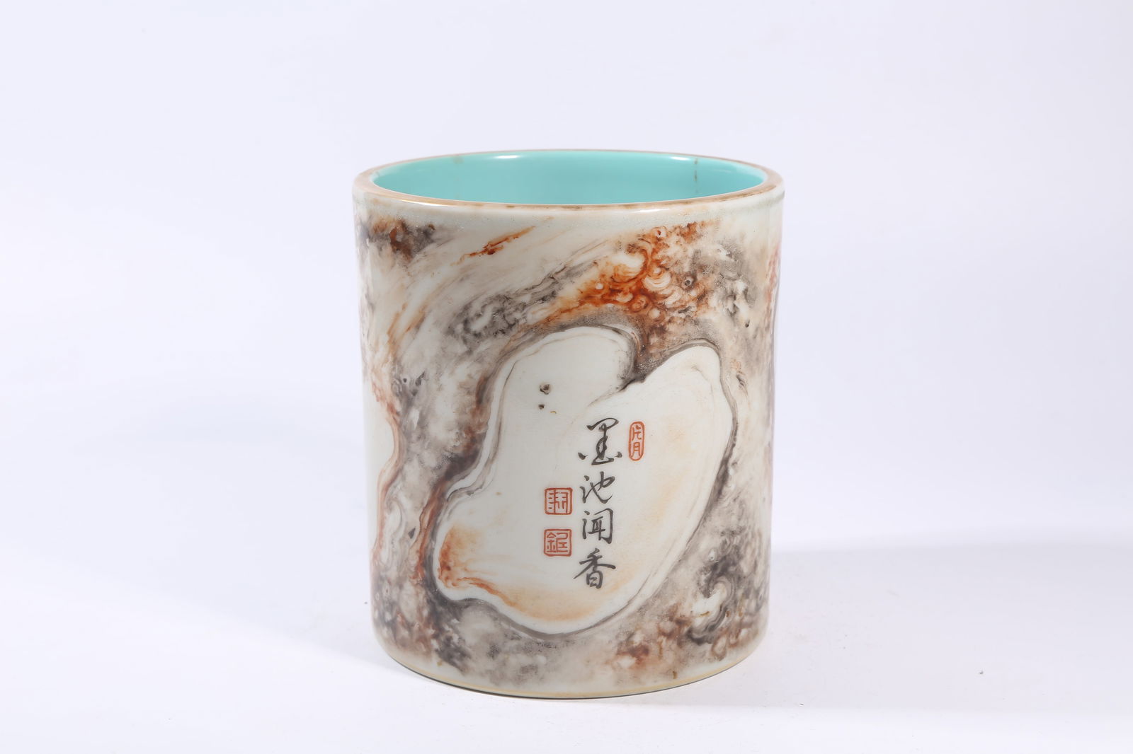 A STONE-PATTERNED GLAZED BRUSH POT - 3