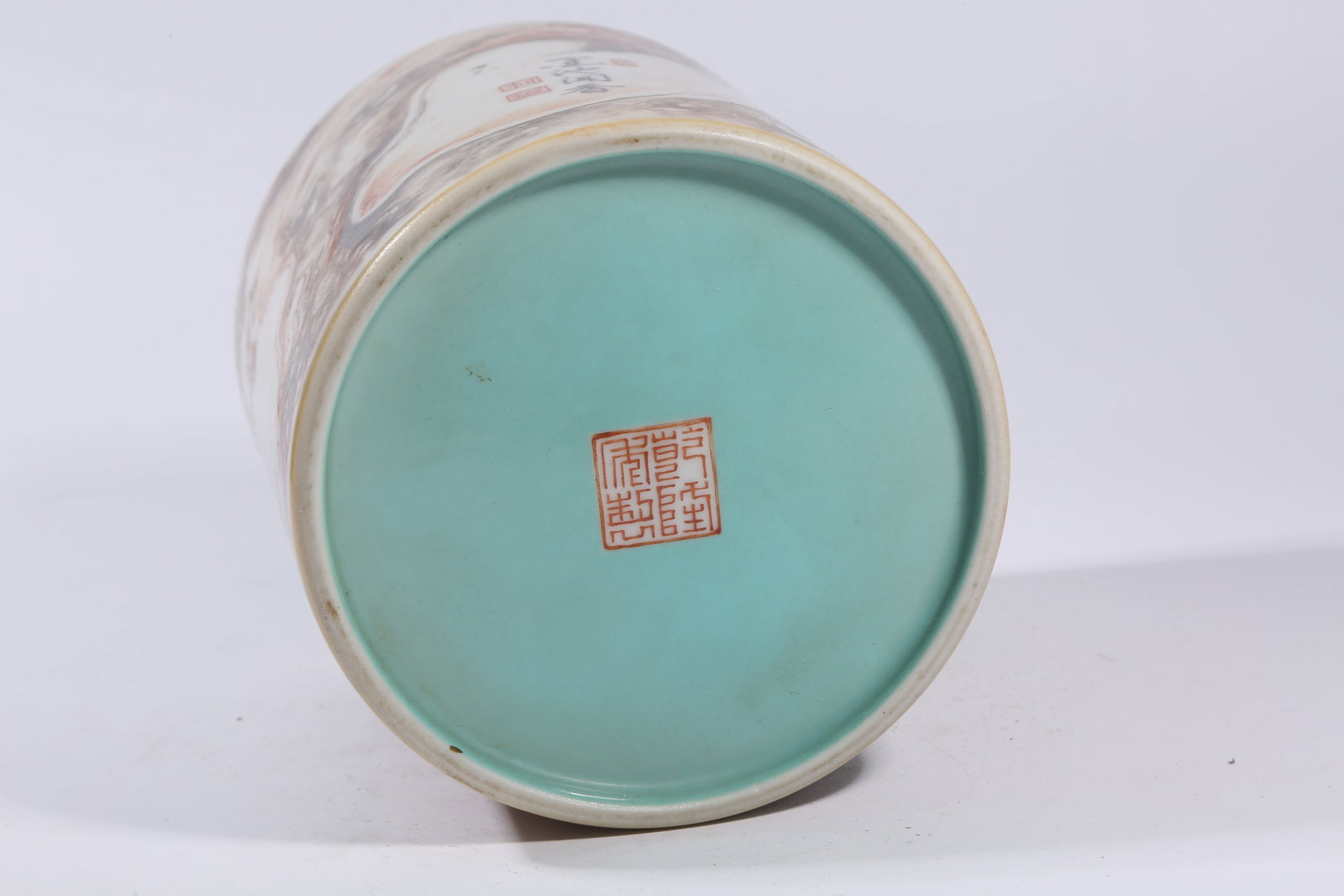 A STONE-PATTERNED GLAZED BRUSH POT - 9