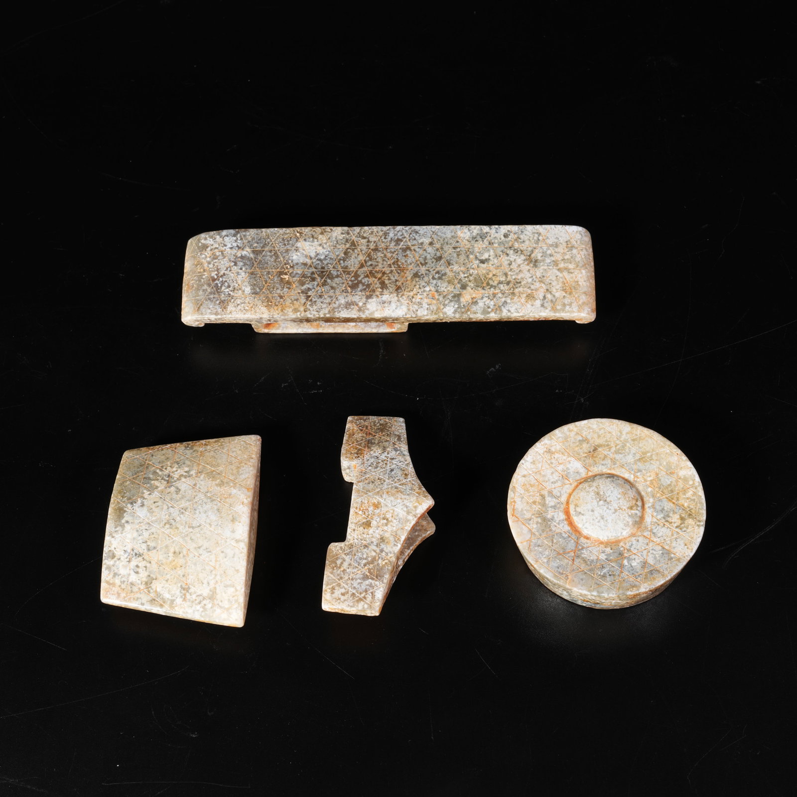 A ARCHAIC JADE SWORD ORNAMENTS (SET): Archaic Jade Sword Ornaments (Set)