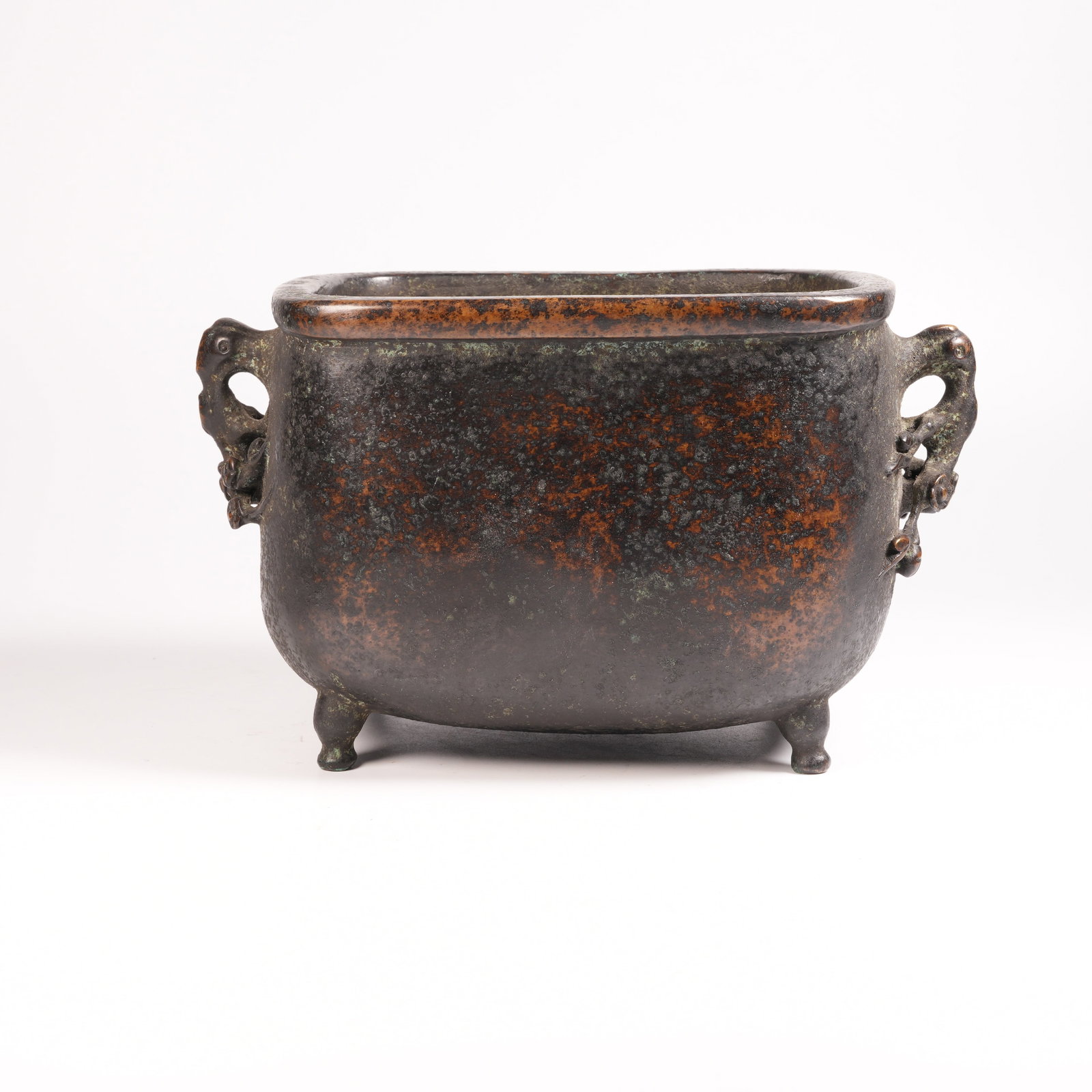 A BRONZE FOUR-LEGGED CENSER WITH DRAGON HANDLES (1 of 9)