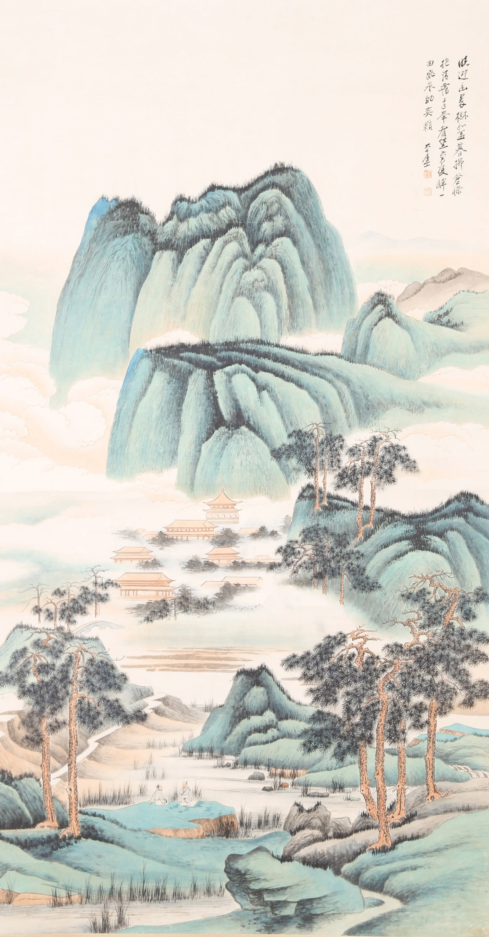 A LANDSCAPE PAINTING ON PAPER BY ZHANG DAQIAN.張大千: Landscape Painting on Paper by Zhang Daqian.張大千