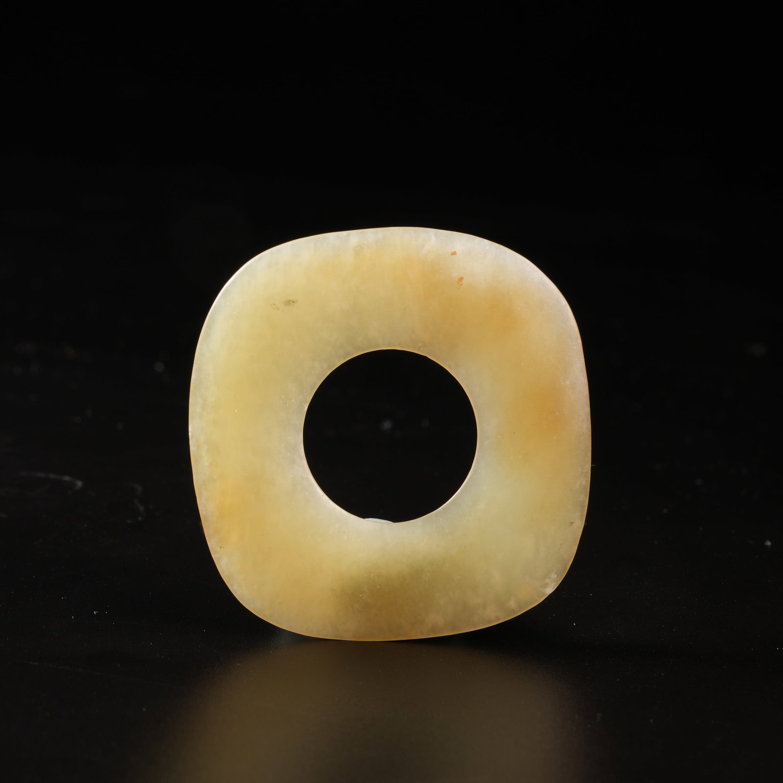 A ARCHAIC JADE HONGSHAN CULTURE THIN BI DISK: Archaic Jade Hongshan Culture Thin Bi Disk