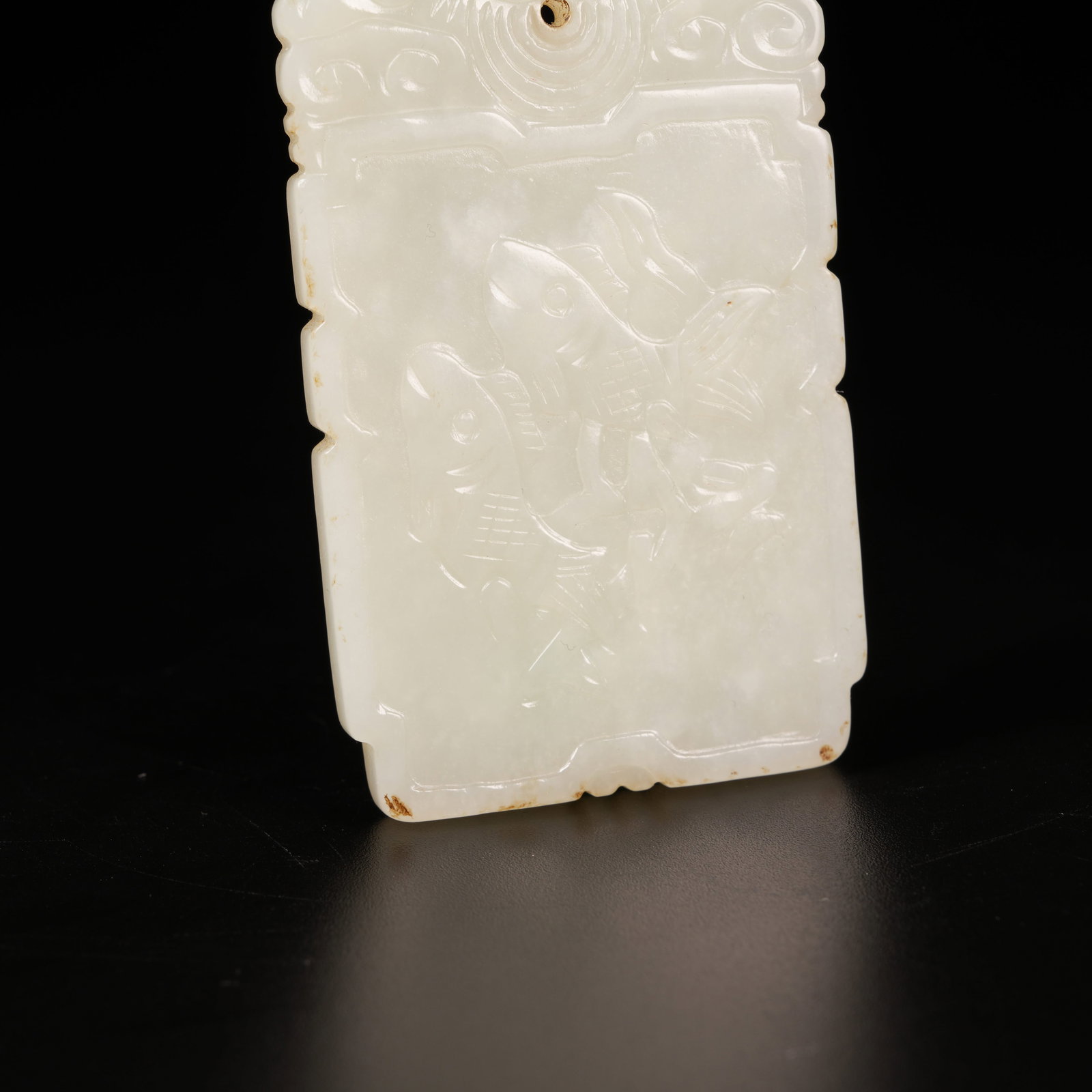 A HETIAN JADE PLAQUE WITH CARP PATTERN - 3