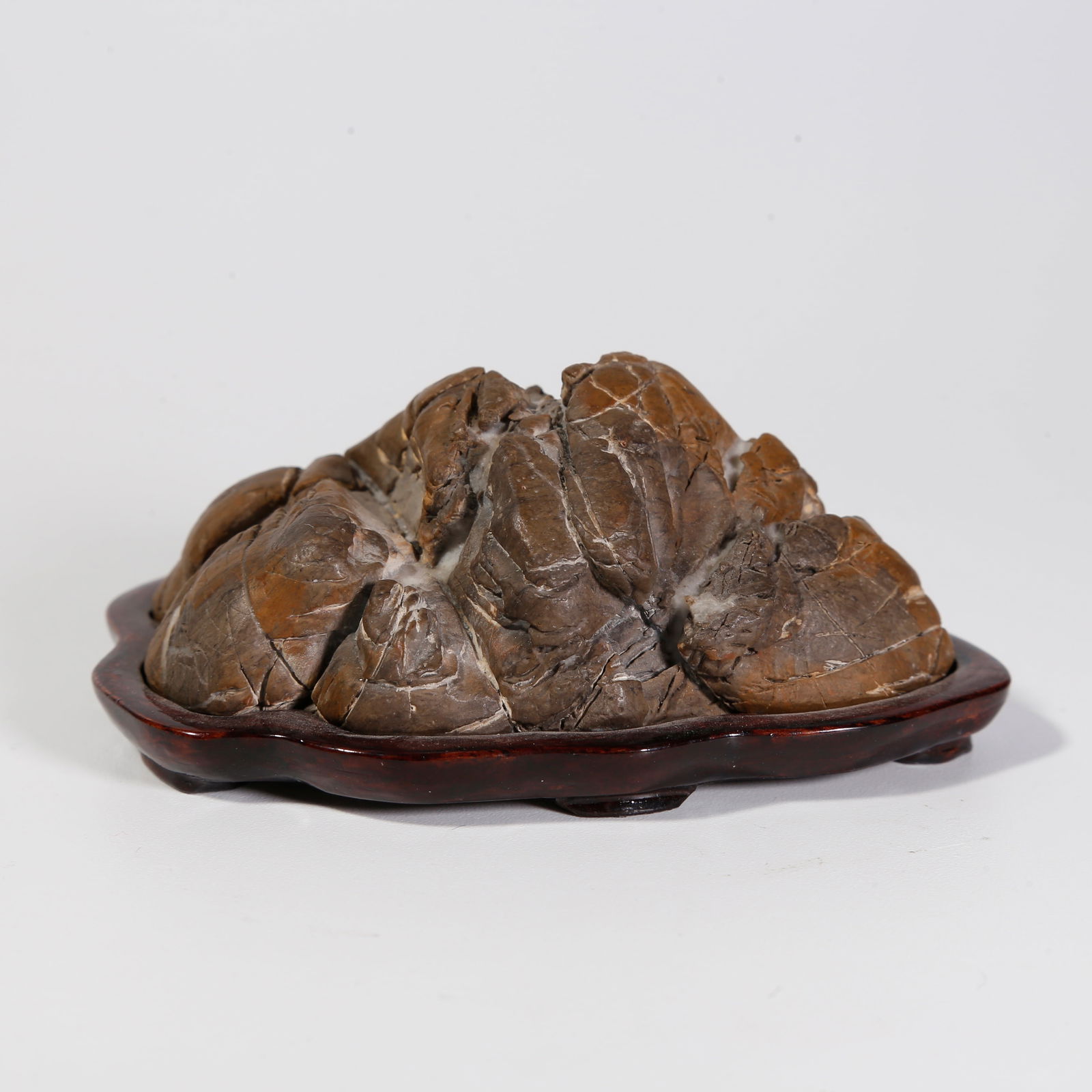 A STONE MINIATURE LANDSCAPE ORNAMENT: Stone miniature landscape ornament