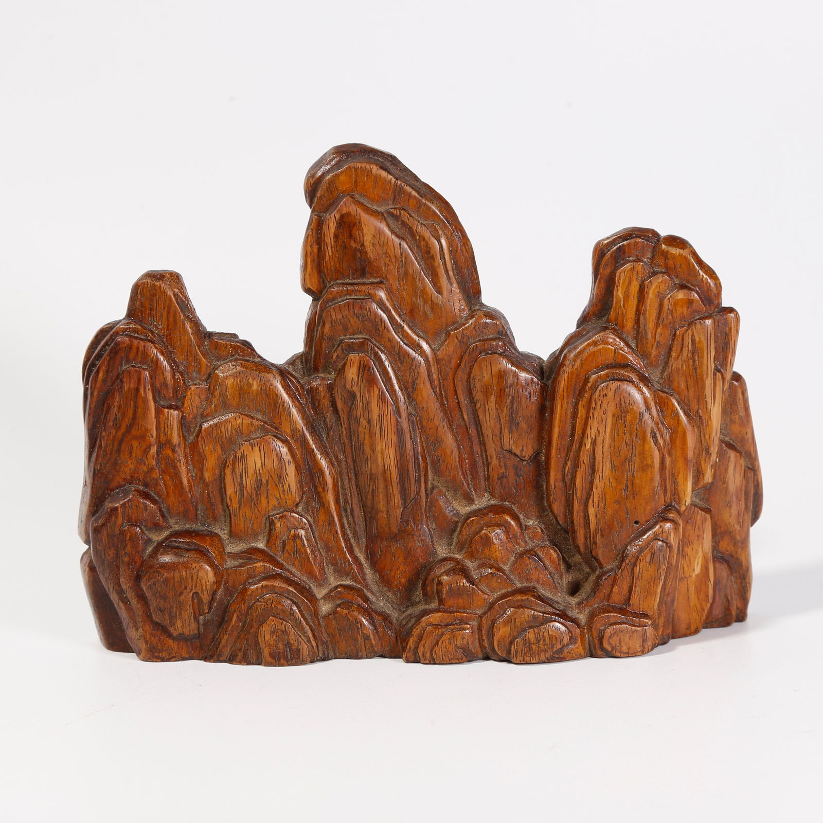 A HUANGHUALI WOOD MINIATURE LANDSCAPE ORNAMENT: Huanghuali wood miniature landscape ornament