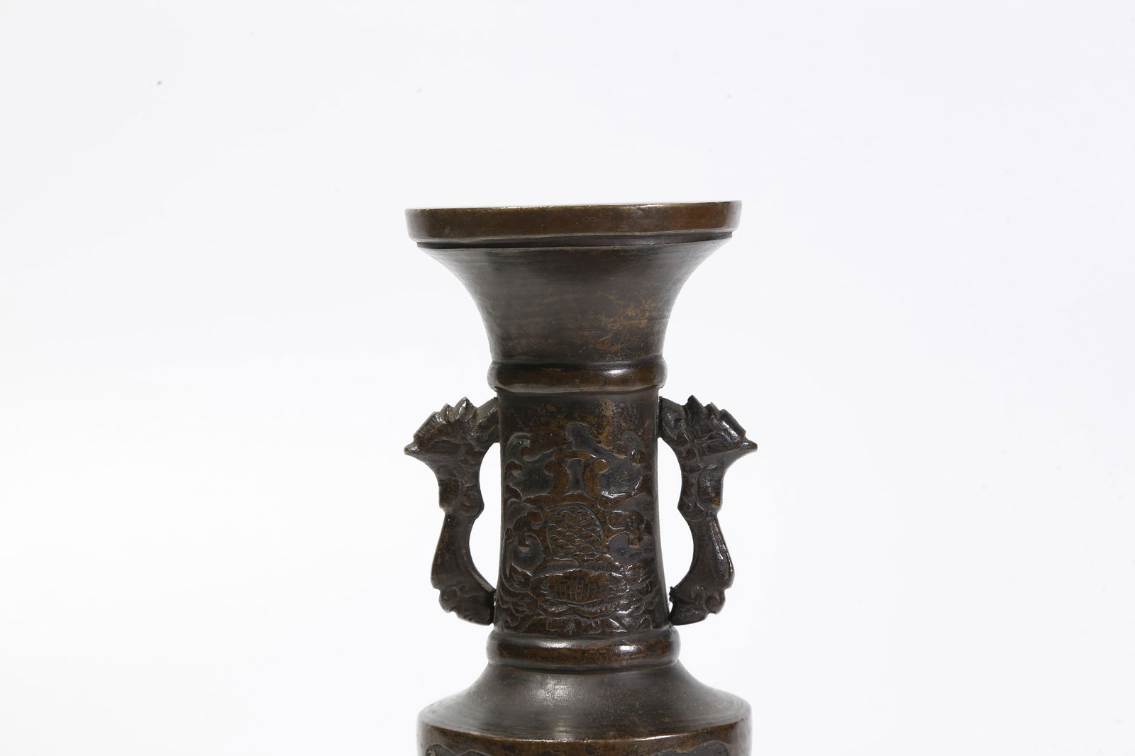 A BRONZE DOUBLE-PHOENIX-HANDLED BOTTLE - 2