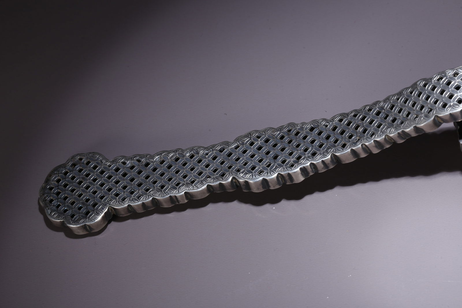 A SILVER RUYI WITH SHOU STAR PATTERN - 9