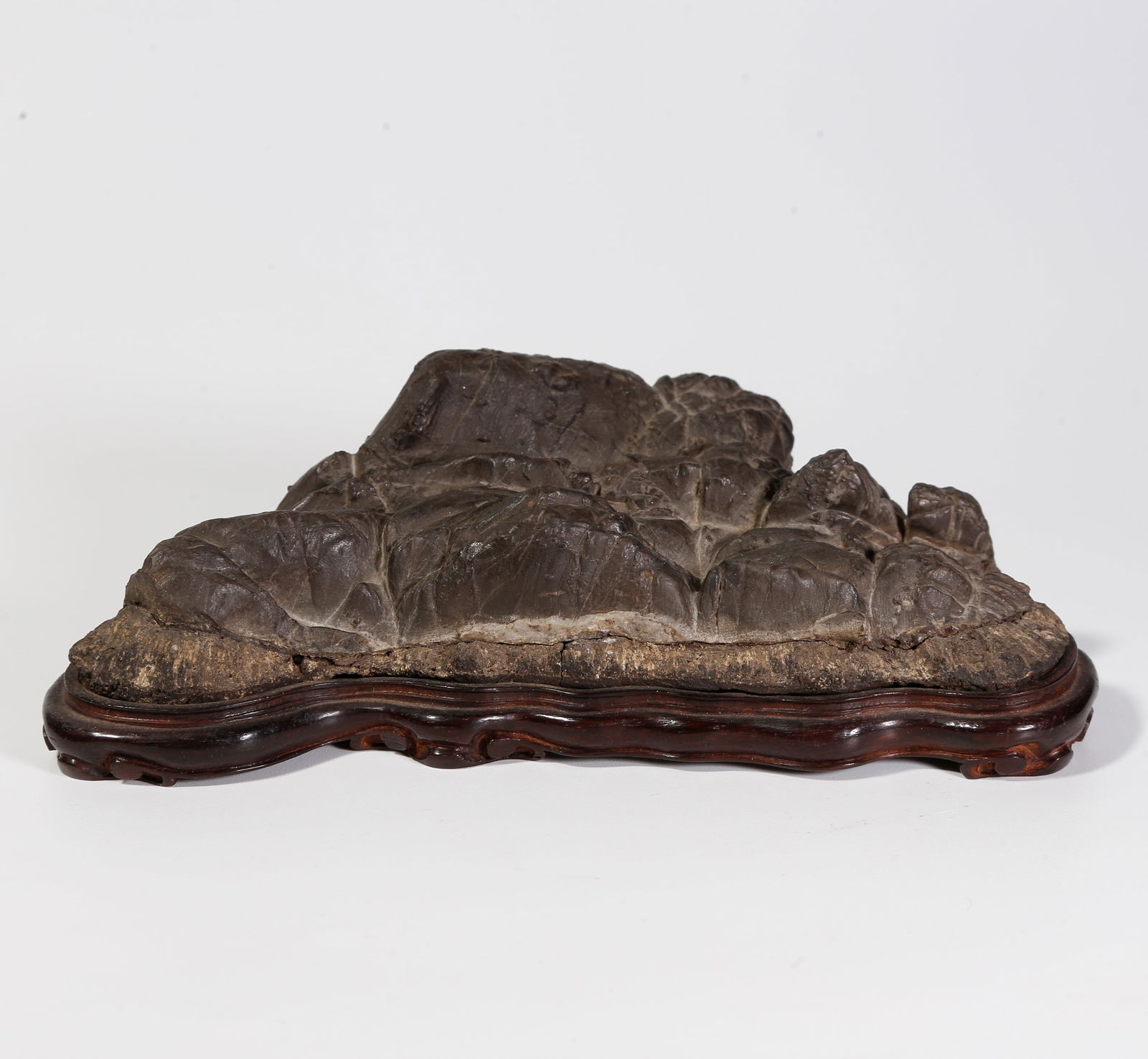 A STONE MINIATURE LANDSCAPE ORNAMENT: Stone miniature landscape ornament