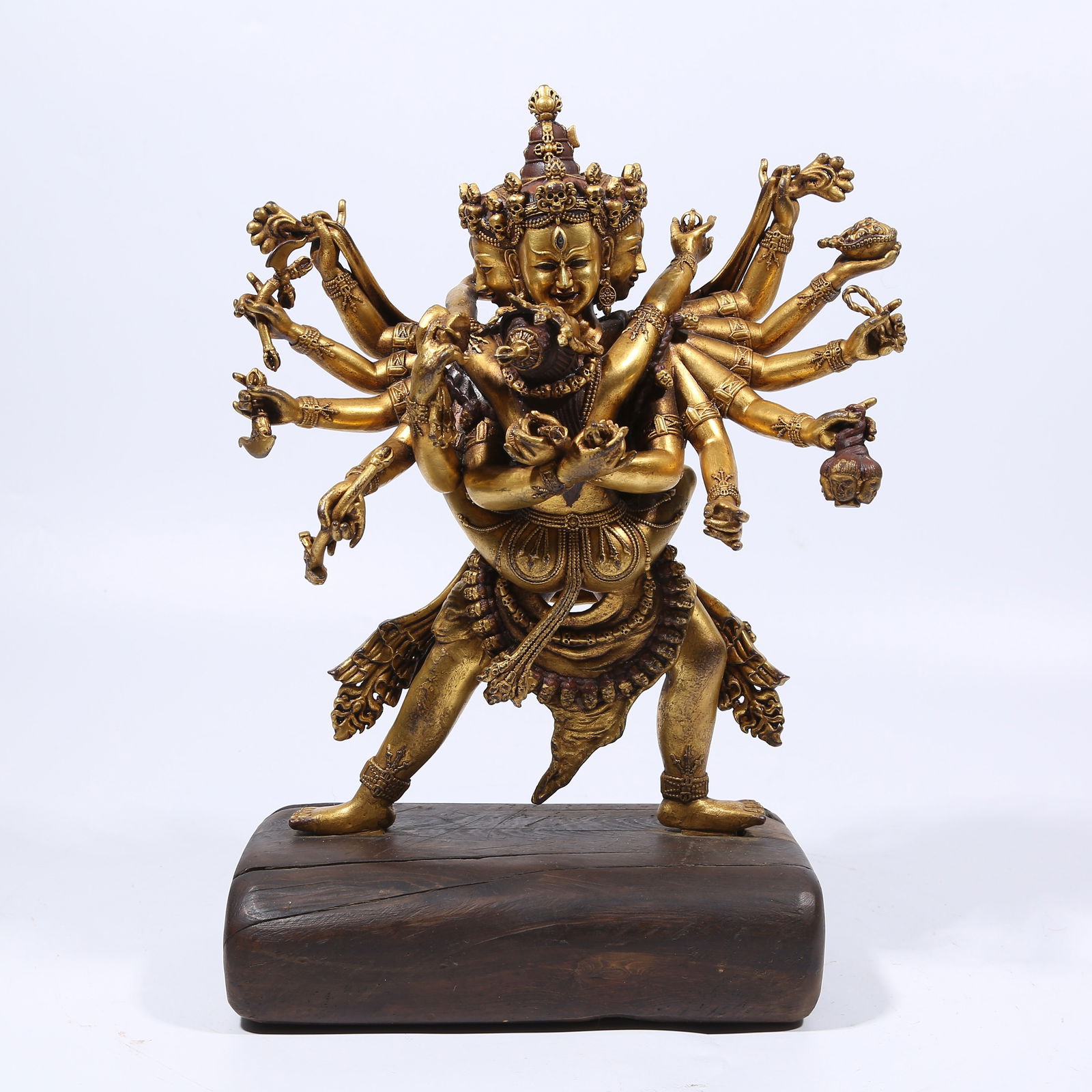 A GILT BRONZE CHAKRASAMVARA STATUE: Gilt Bronze Chakrasamvara Statue