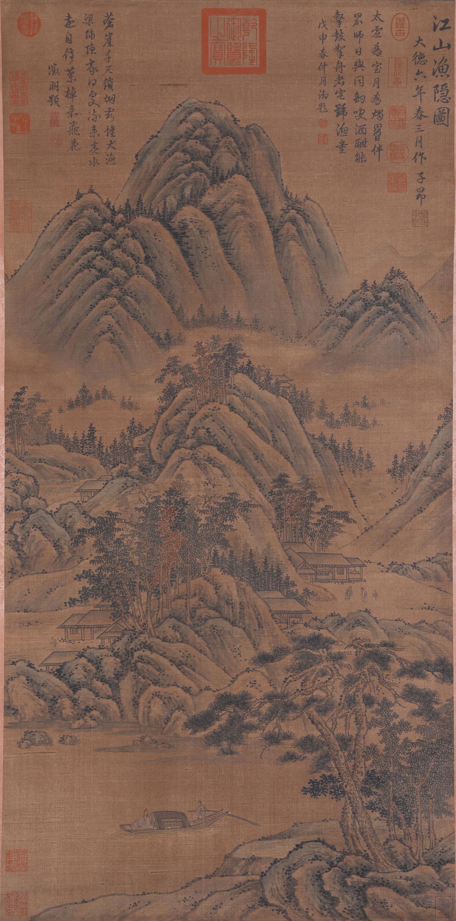 A LANDSCAPE PAINTING ON SILK BY ZHAO MENG’ANG.趙子昂 (1 of 10)