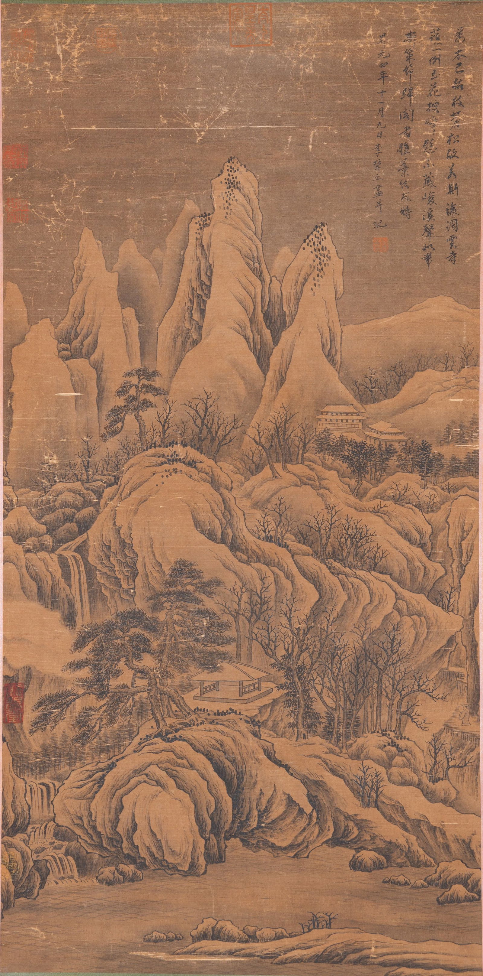 A LANDSCAPE PAINTING ON SILK BY LI CHENG.李成: Landscape Painting on Silk by Li Cheng.李成