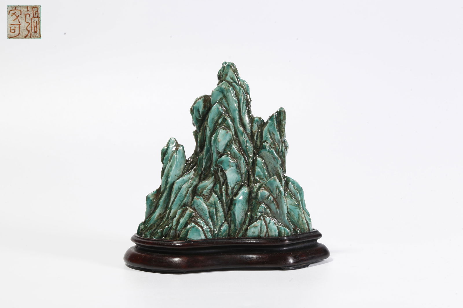 A STONE MINIATURE LANDSCAPE ORNAMENT: Stone miniature landscape ornament