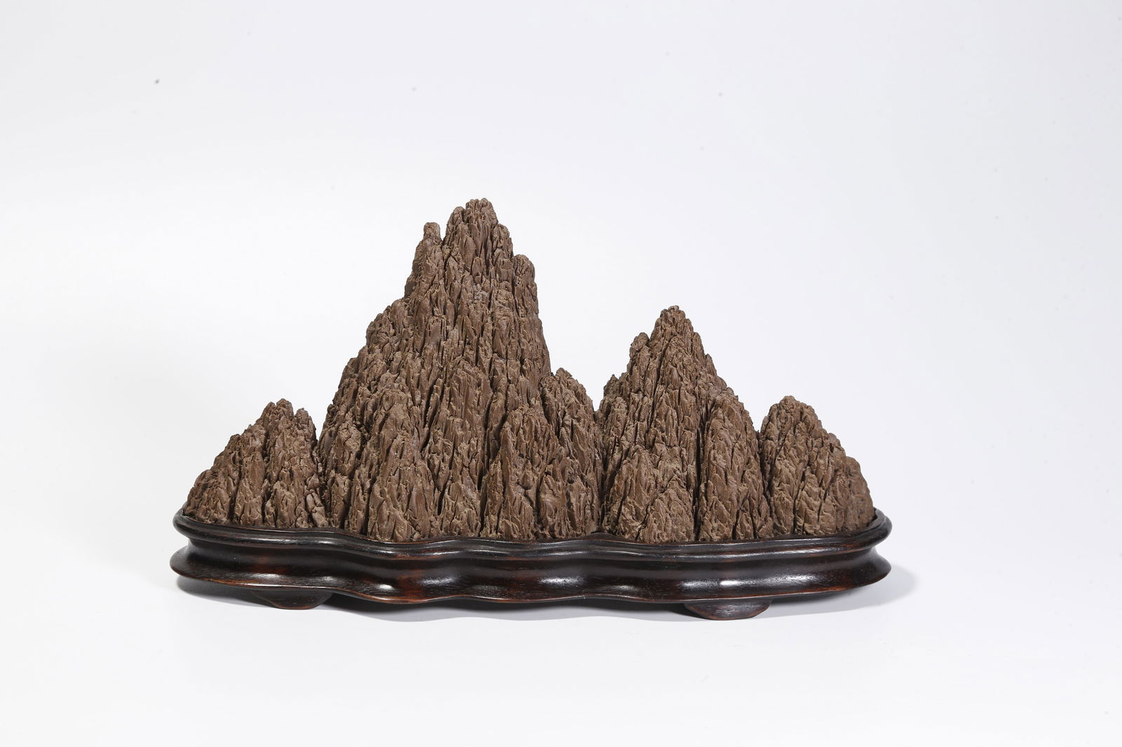 A STONE MINIATURE LANDSCAPE ORNAMENT: Stone miniature landscape ornament