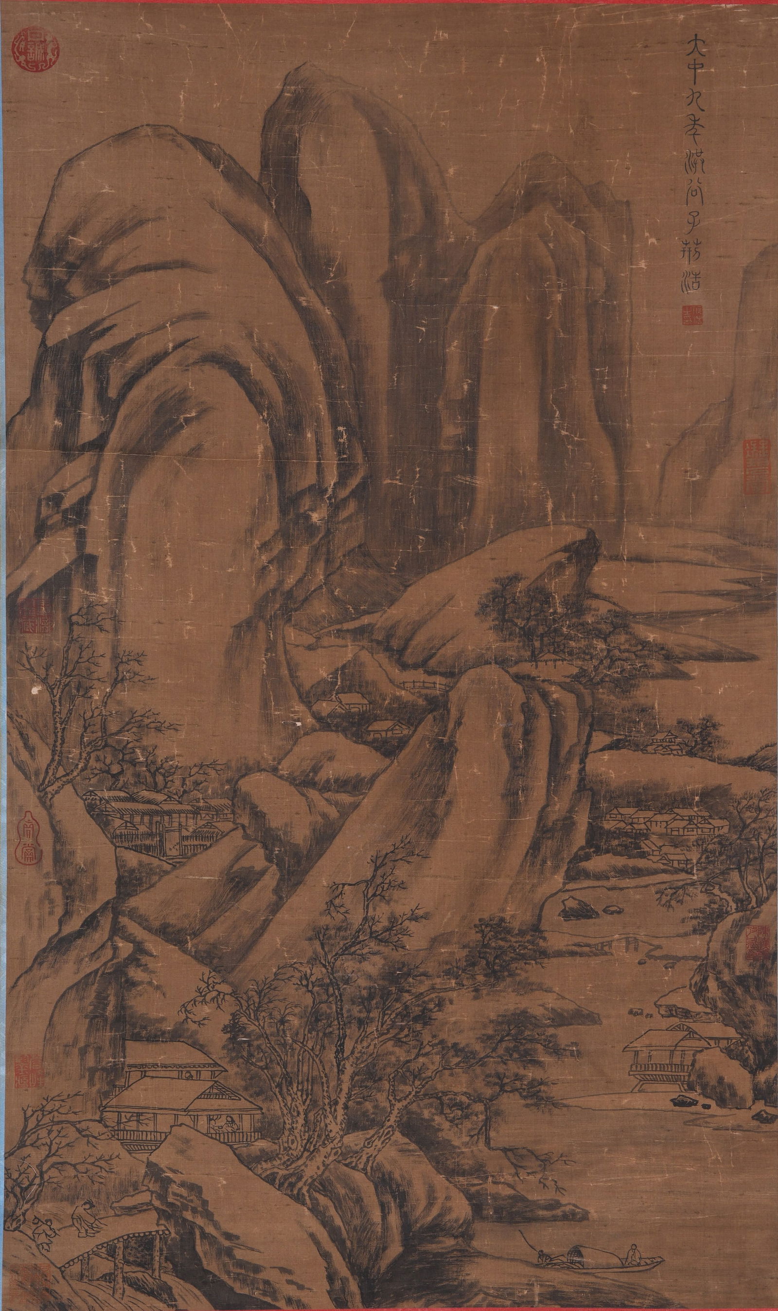 A LANDSCAPE PAINTING ON SILK BY JING HAO.荊浩 (1 of 9)