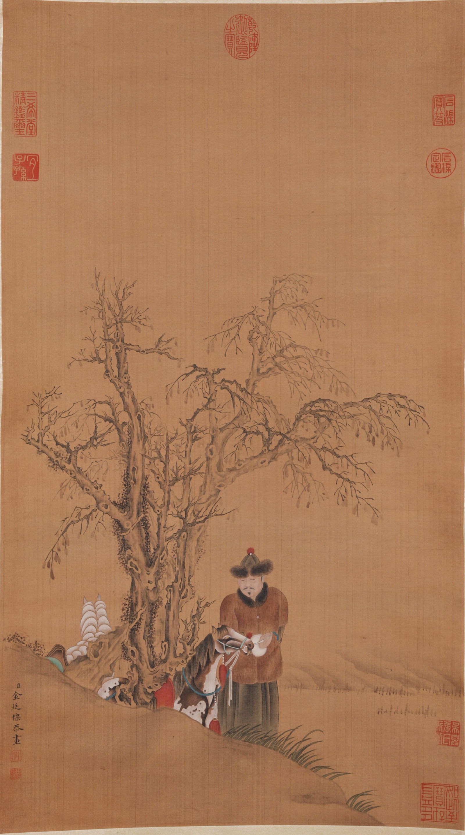 A FIGURE PAINTING ON SILK BY JIN TINGBIAO.金廷標 (1 of 11)